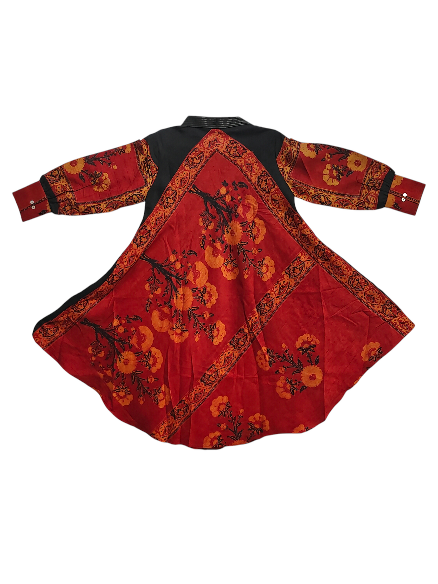 Stitched Ajrakh flared dress