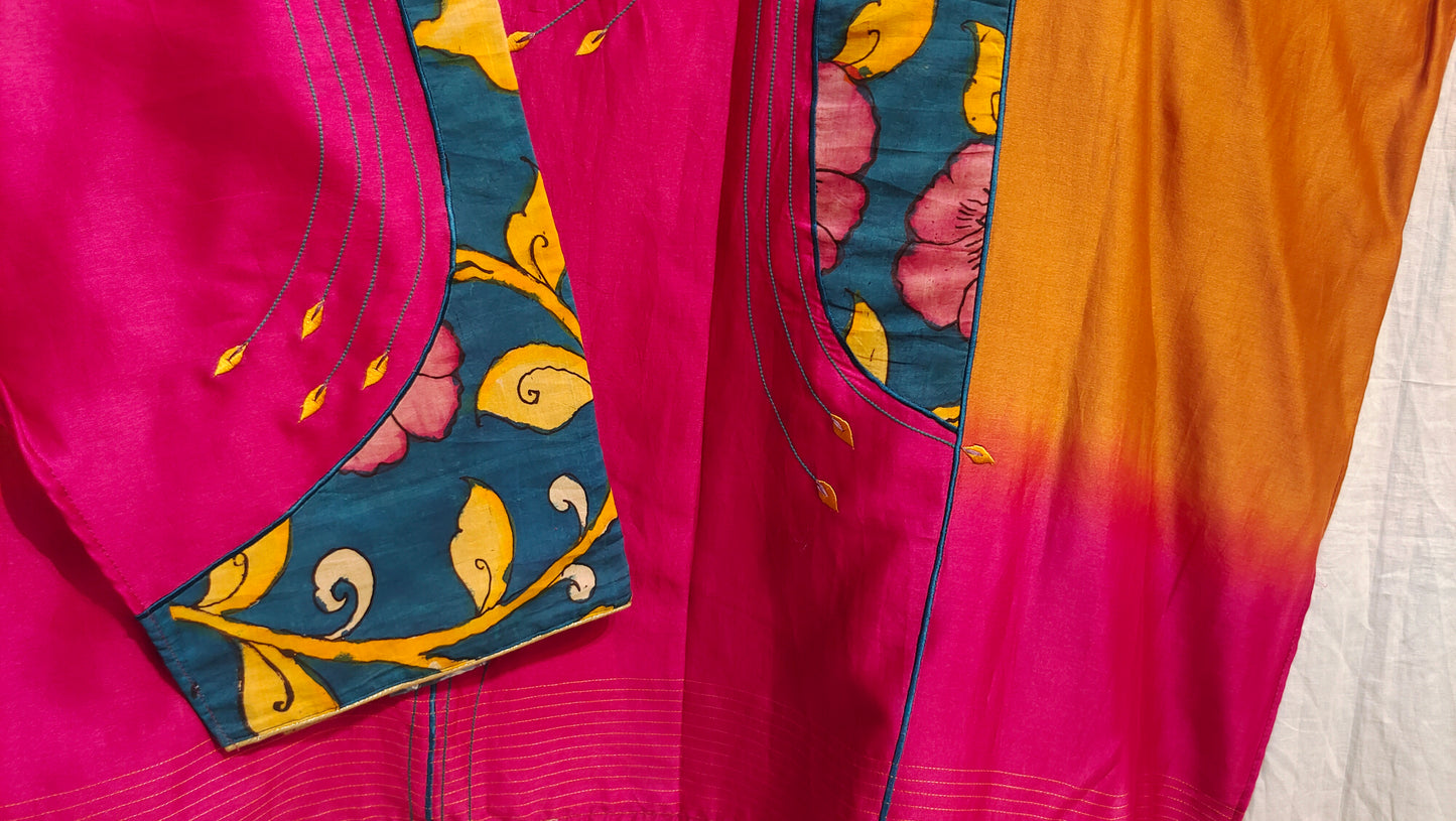 Semi Stitched Chanderi Kalamkari Short Tunic