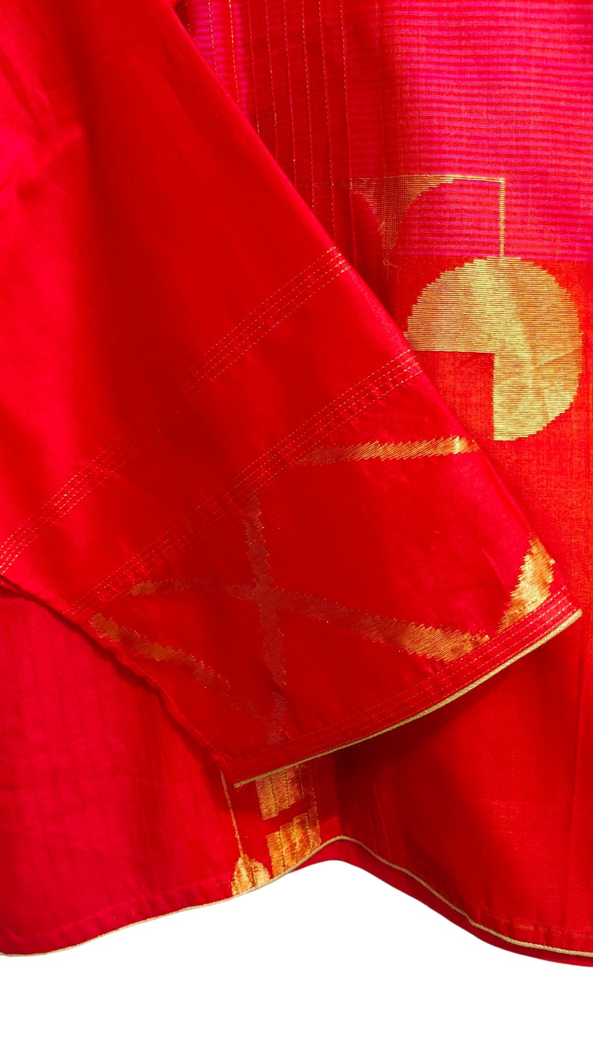 SemiStitched zariwoven Crimson-Red chanderi Tunic