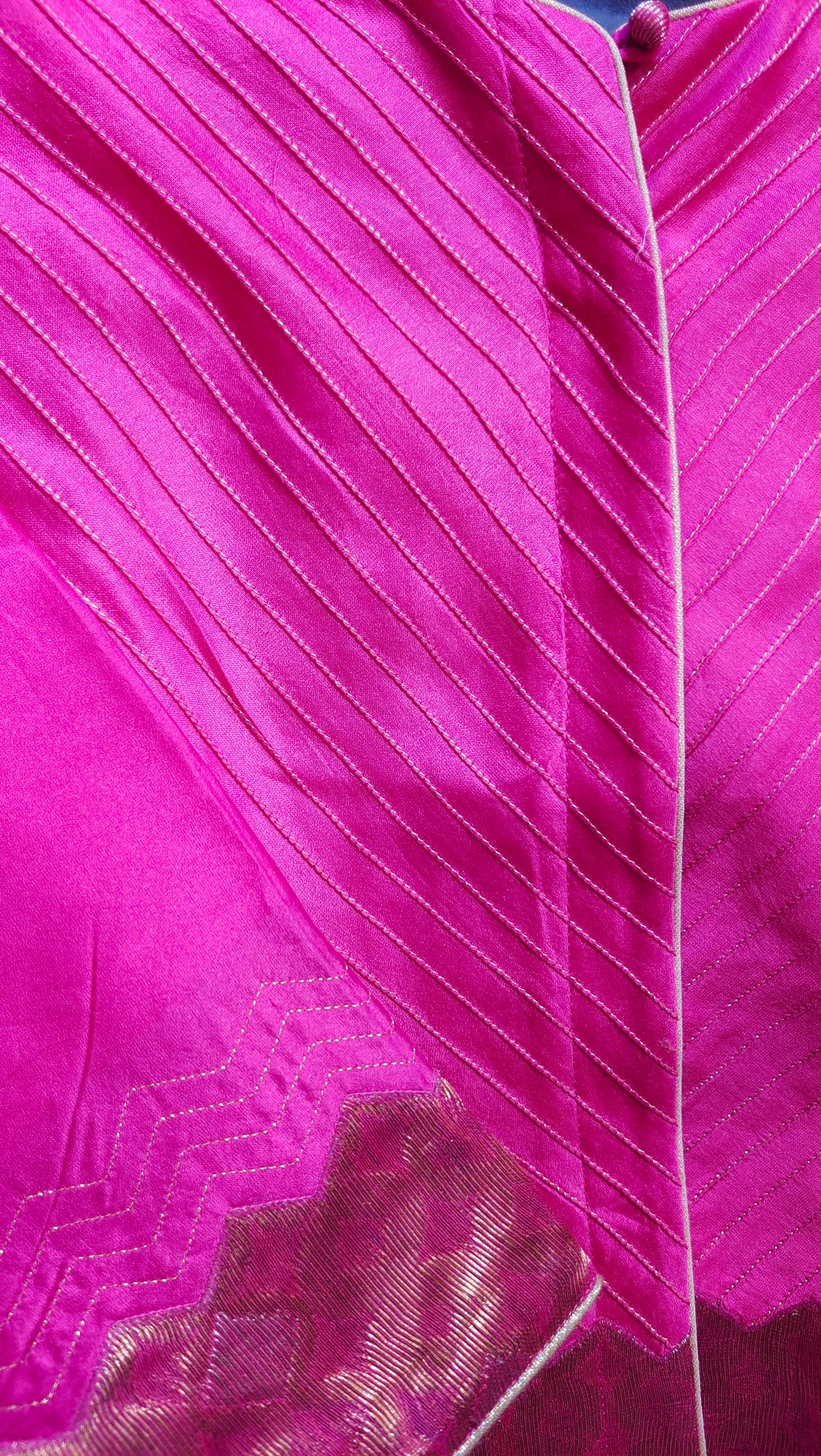 Formal Meher Fuchsia Gold Chanderi Midlength Jacket