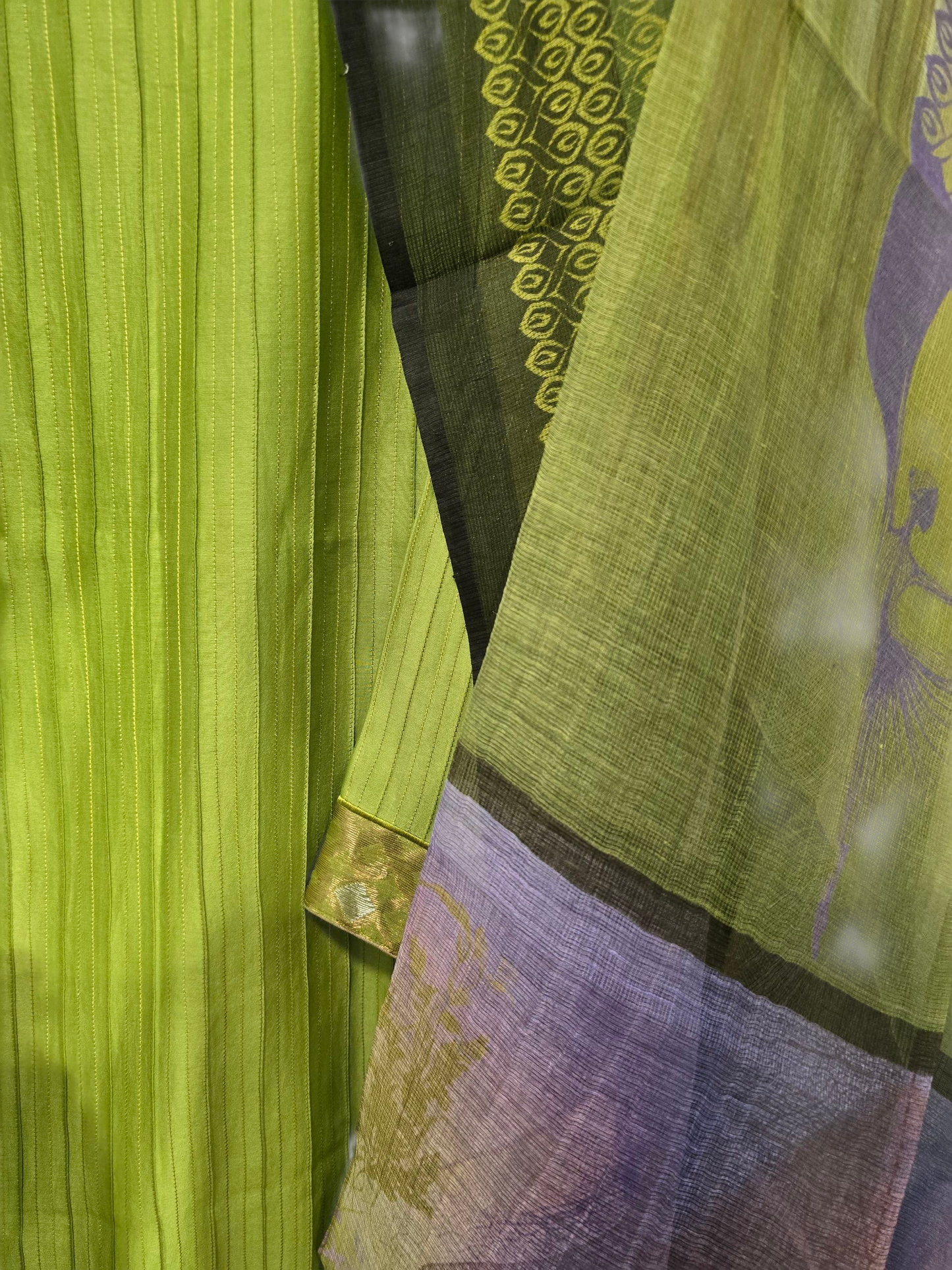 Semi Stitched Chanderi Casual Suitset