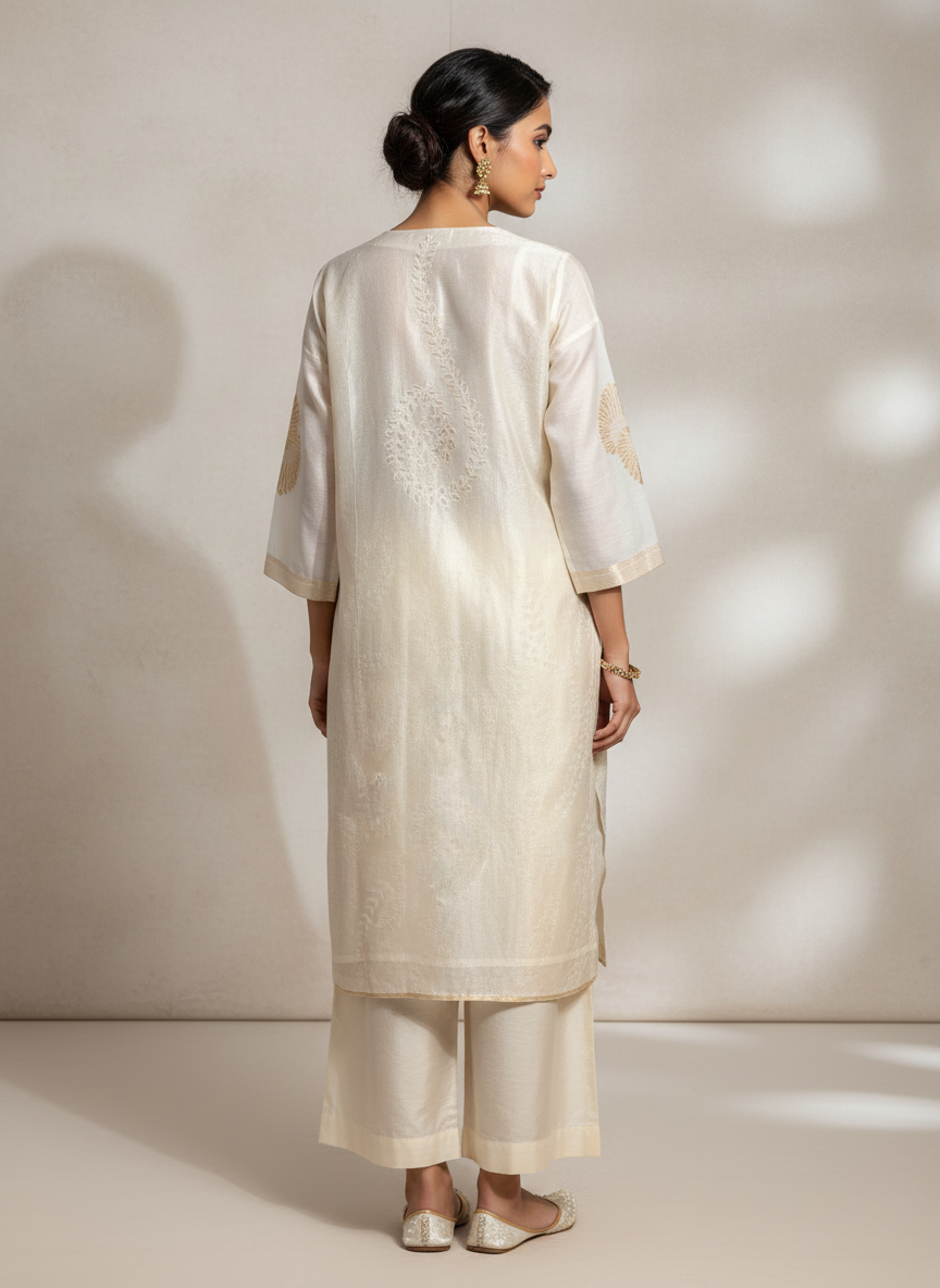 Semi Stitched Chanderi Formal Suitset