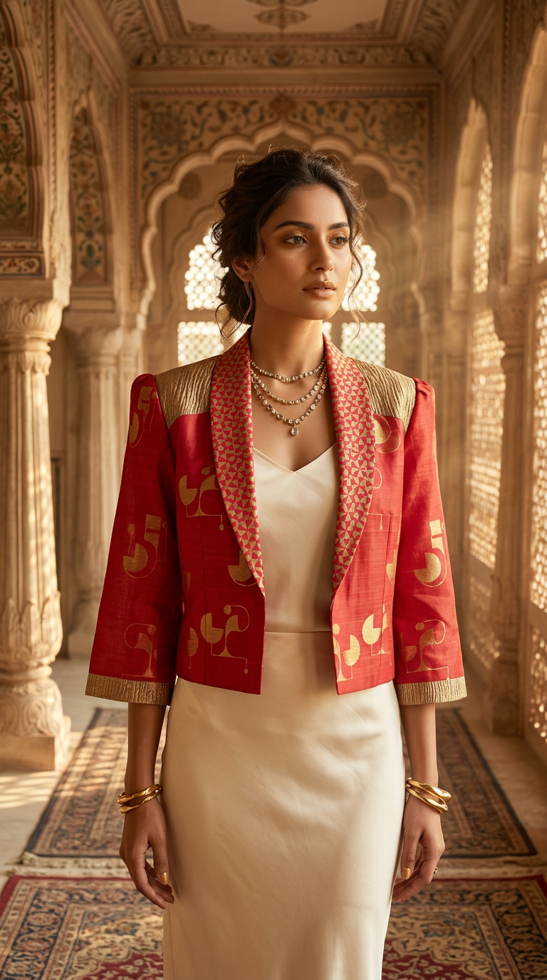 Customised Chanderi Anarkali set