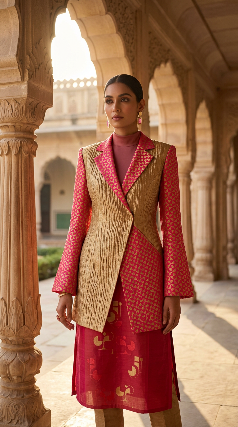 Customised Chanderi Anarkali set