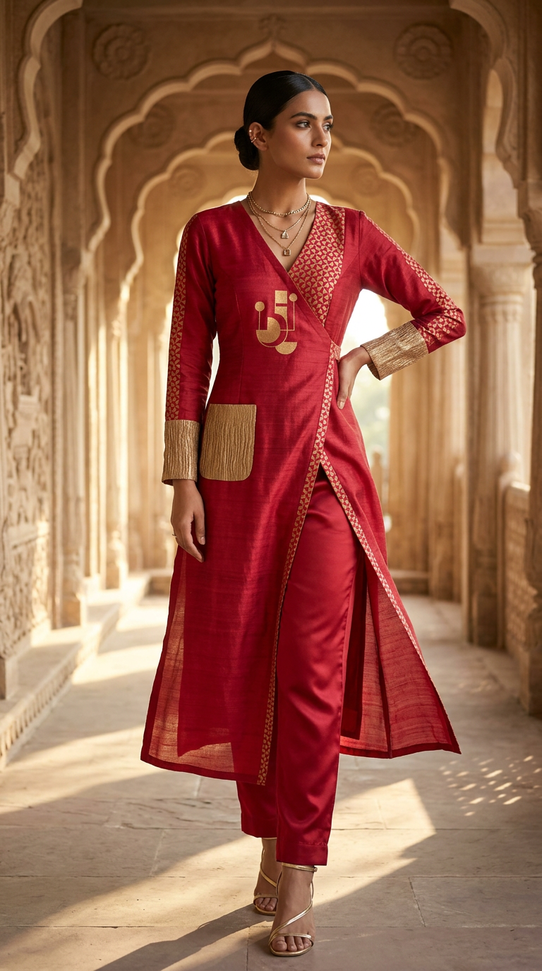 Customised Chanderi Anarkali set