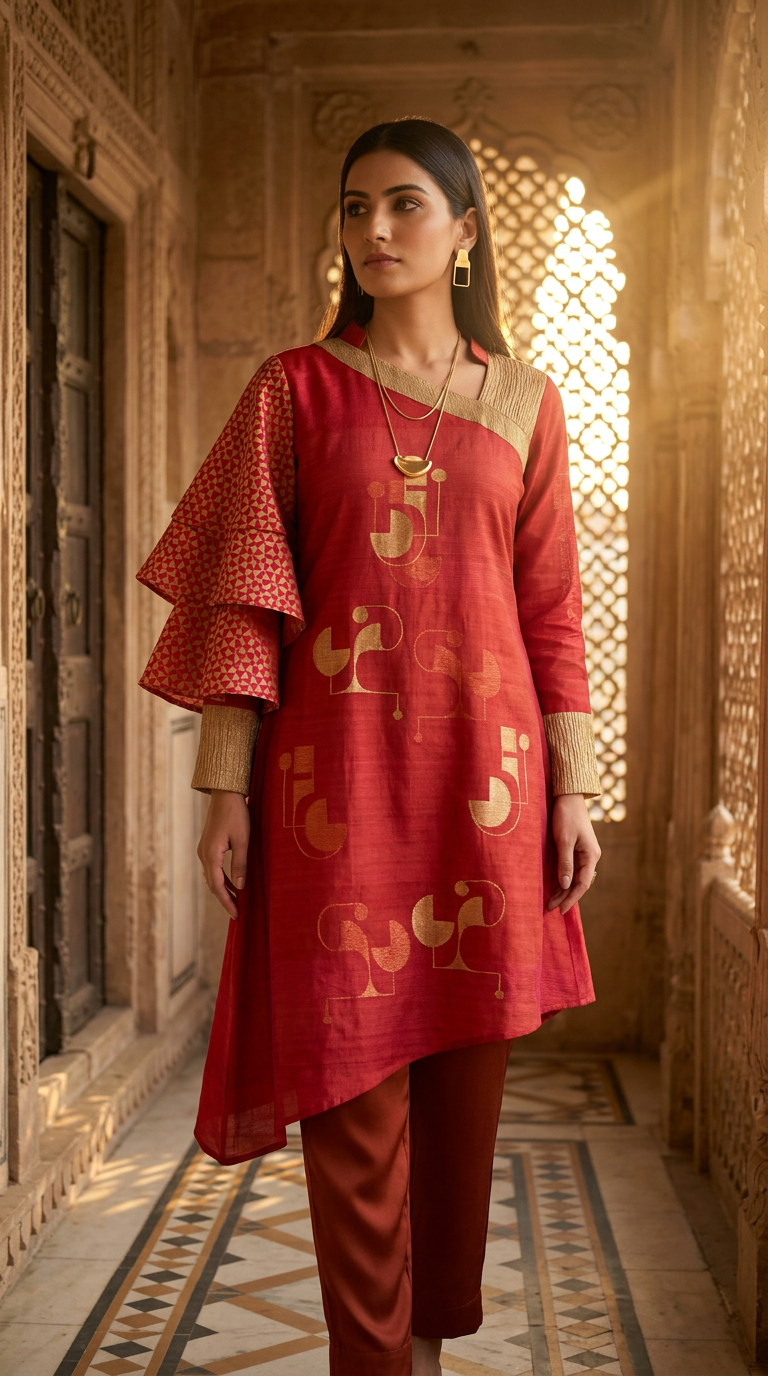 Customised Chanderi Anarkali set