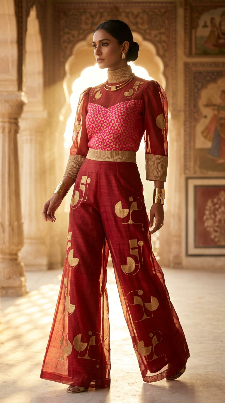 Customised Chanderi Anarkali set