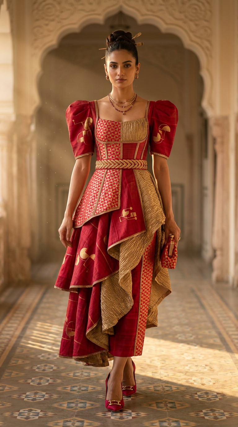 Customised Chanderi Anarkali set