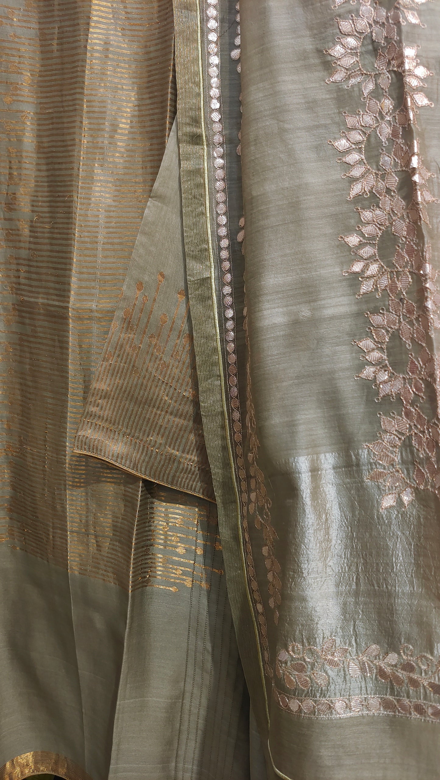 Semi Stitched Chanderi Formal Suitset