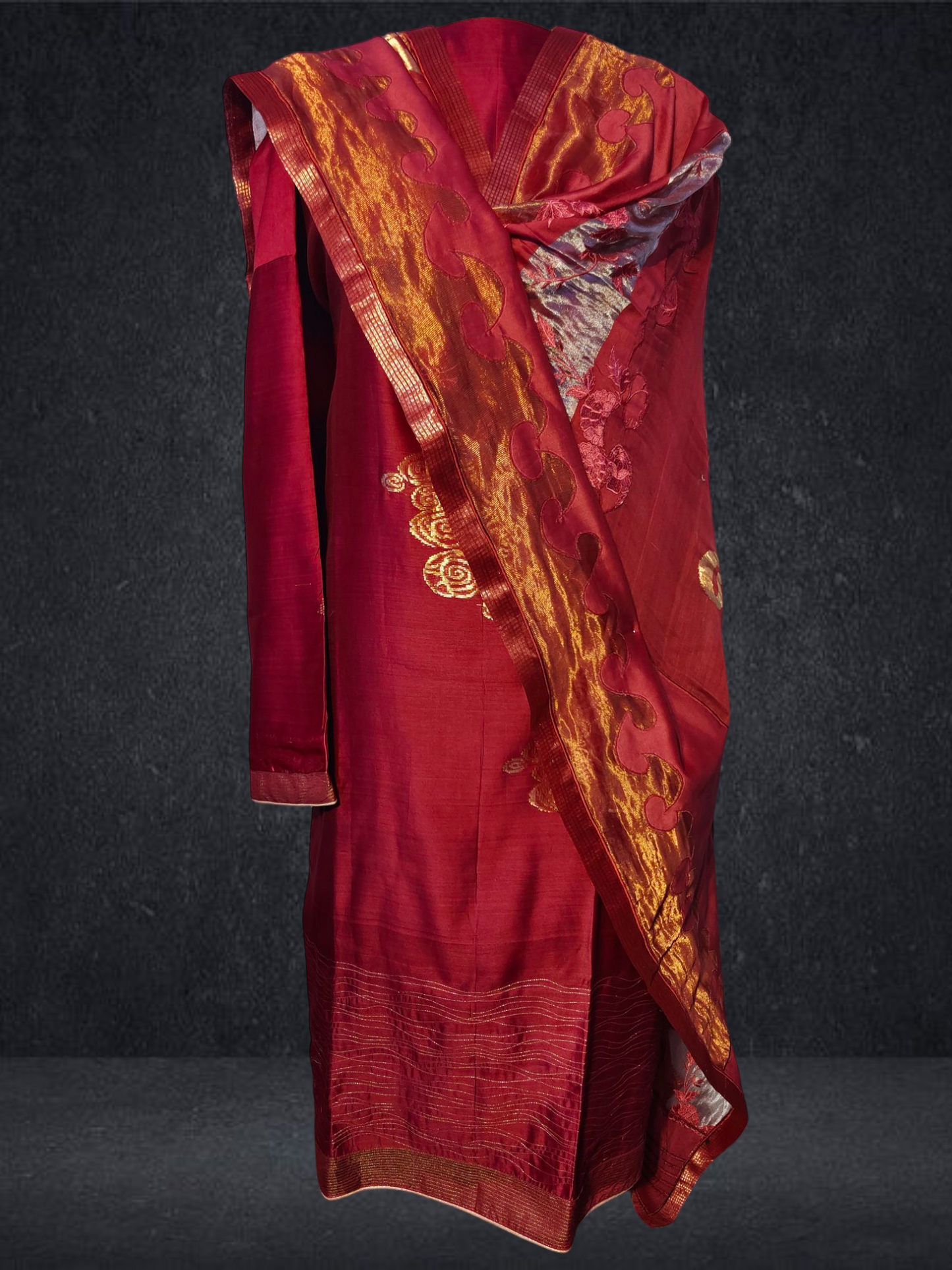 Semi Stitched Chanderi Formal Suitset