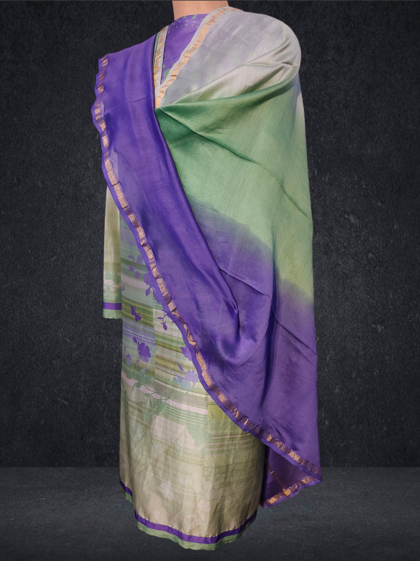 Semi Stitched Chanderi Casual Suitset