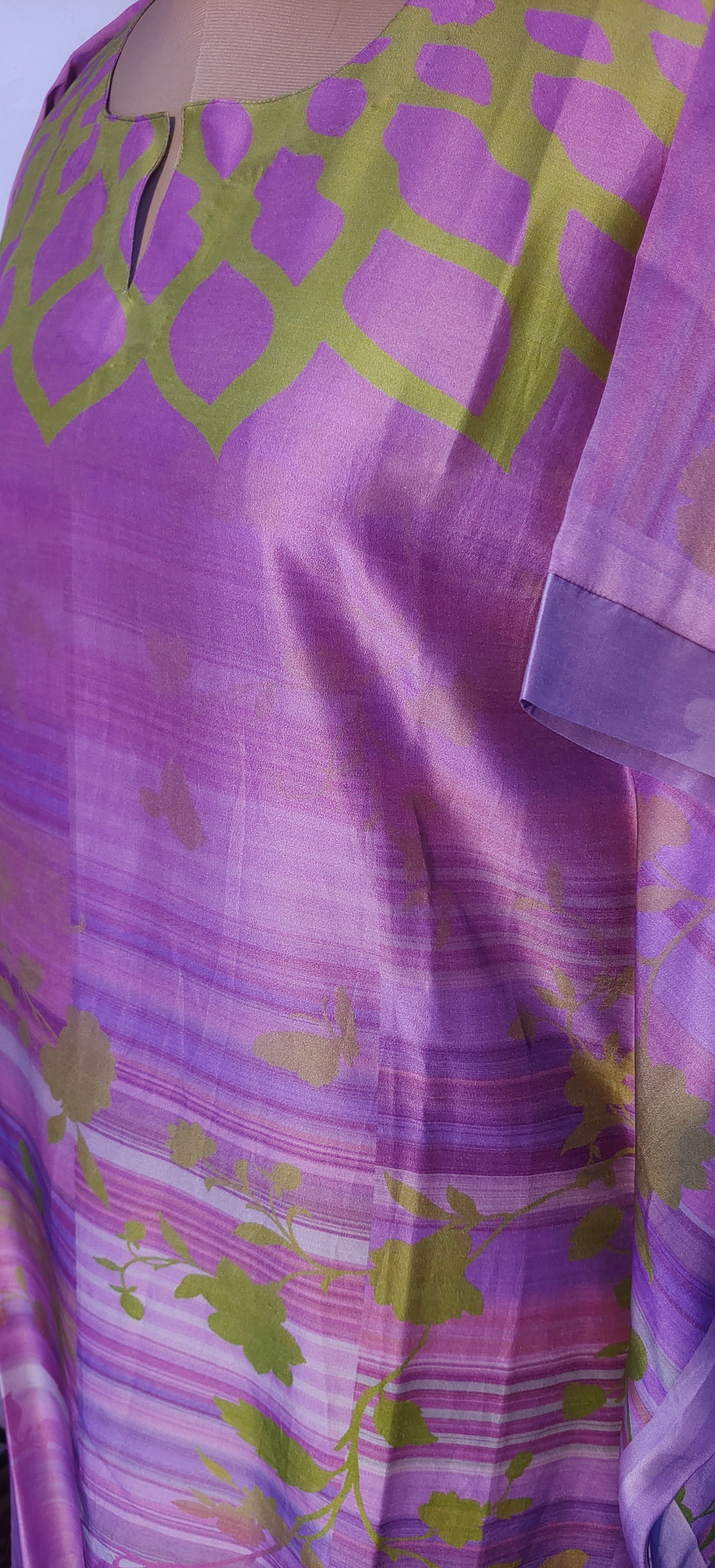 Stitched Chanderi Digital Printed Kaftan