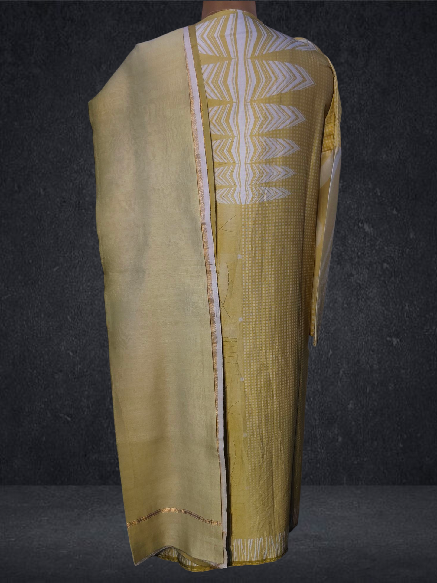 Semi Stitched Chanderi Casual Suitset