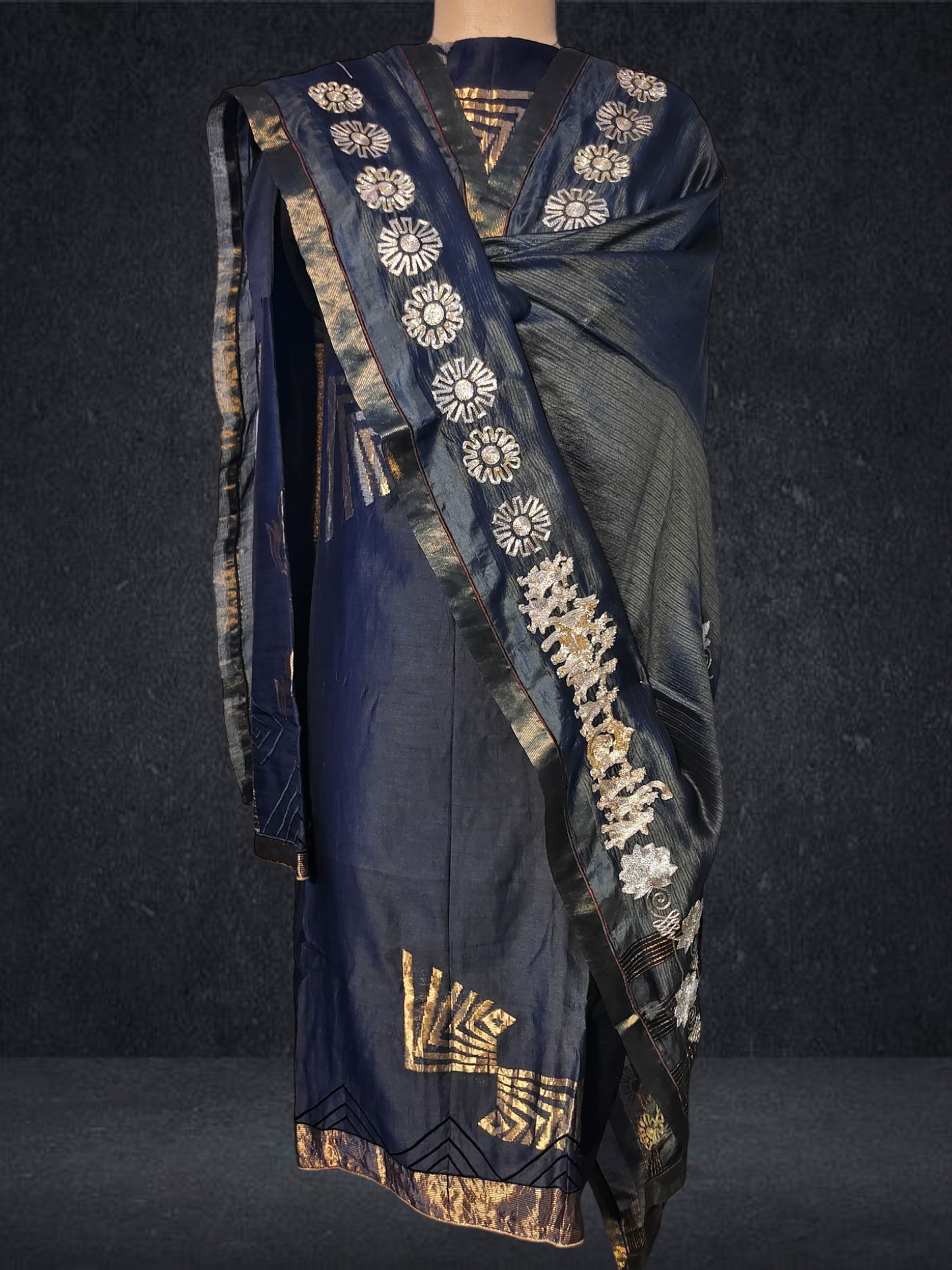 Semi Stitched Chanderi formal Suitset