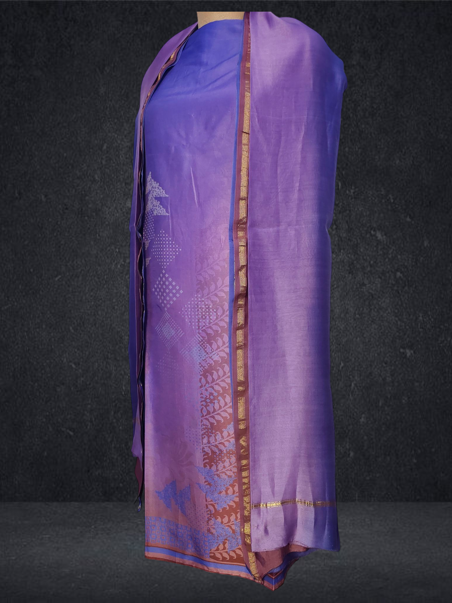 Semi Stitched Chanderi Casual Suitset