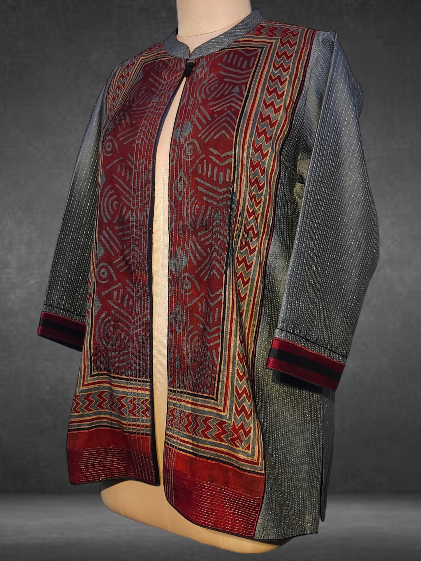 Formal Silk Ajrakh Short Jacket