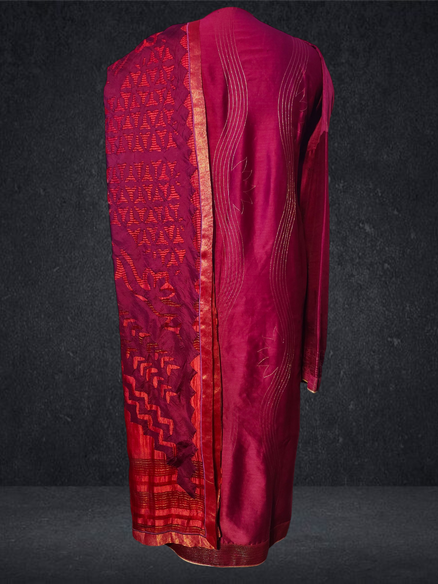 Semi Stitched Formal chanderi Suitset