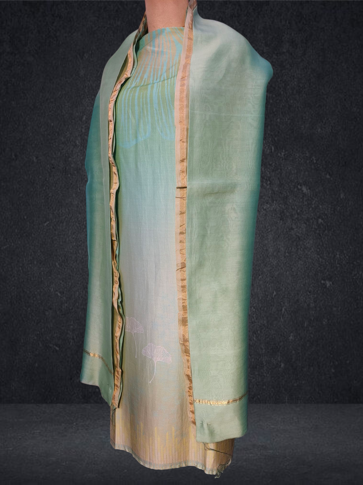 Semi Stitched Chanderi Casual Suitset