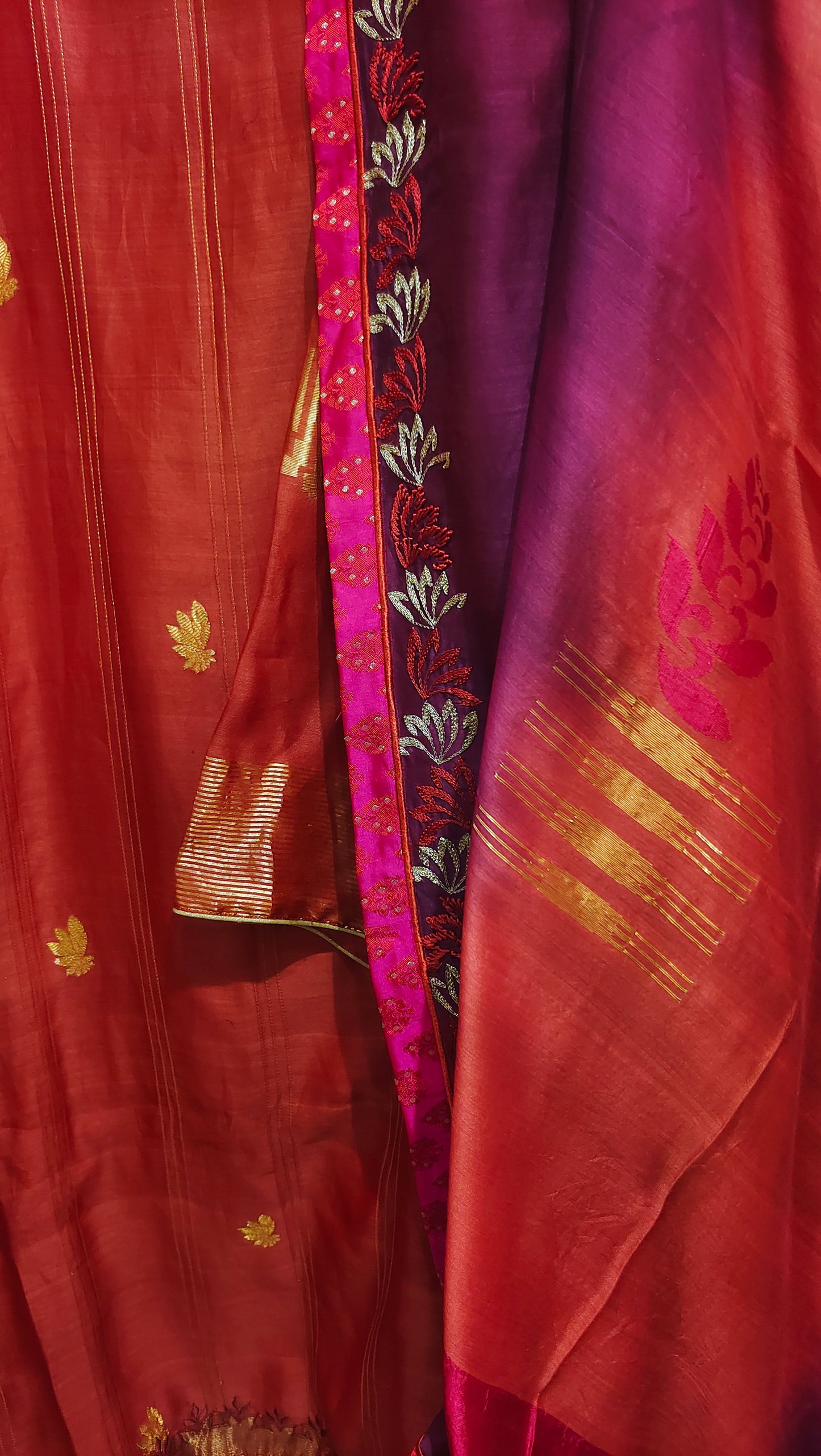 Semi Stitched Chanderi Formal Suitset