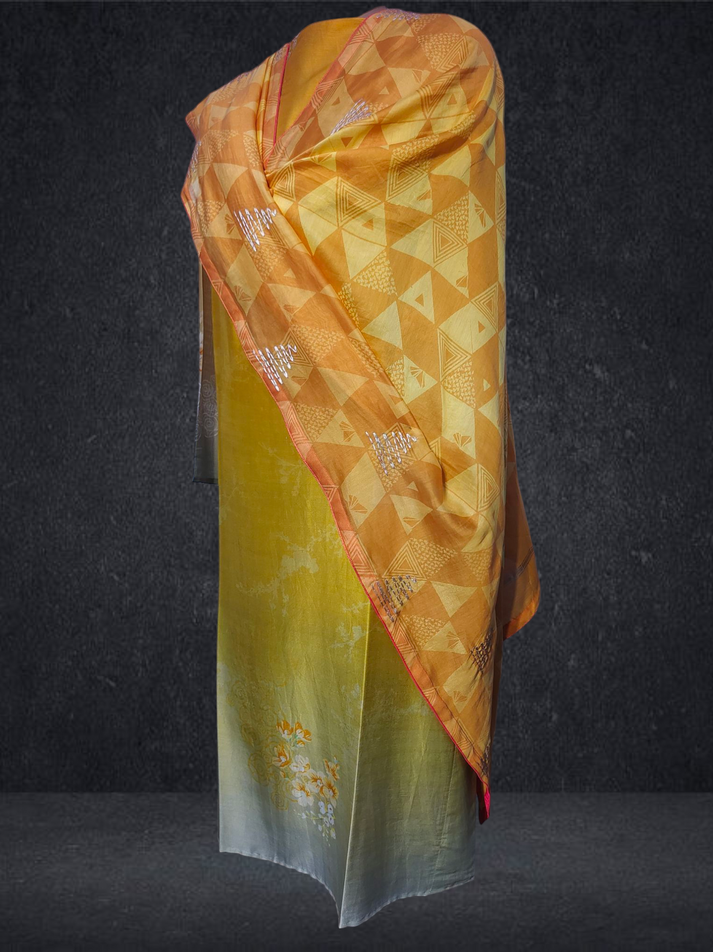 Semi Stitched Chanderi Casual Suitset