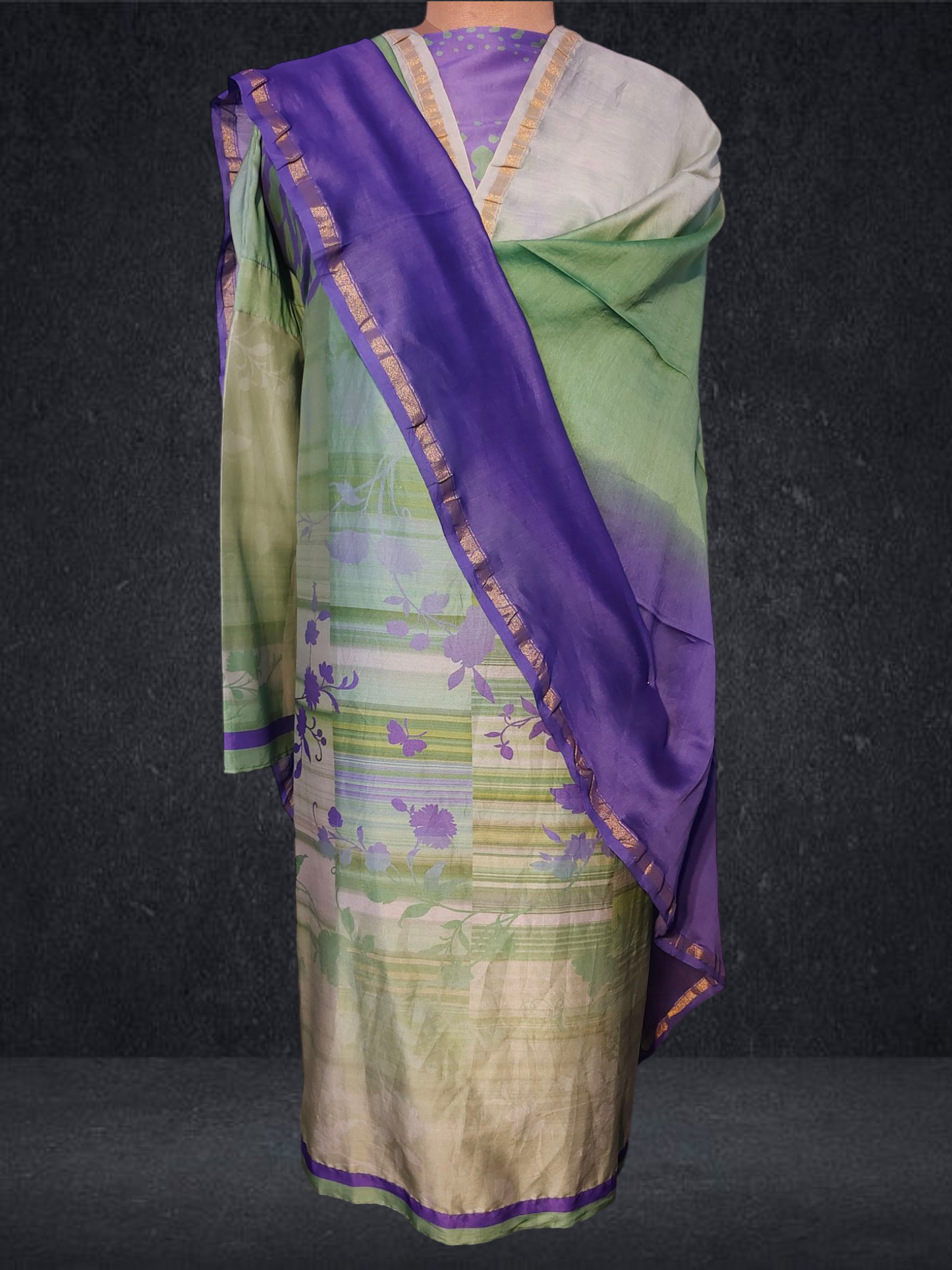 Semi Stitched Chanderi Casual Suitset