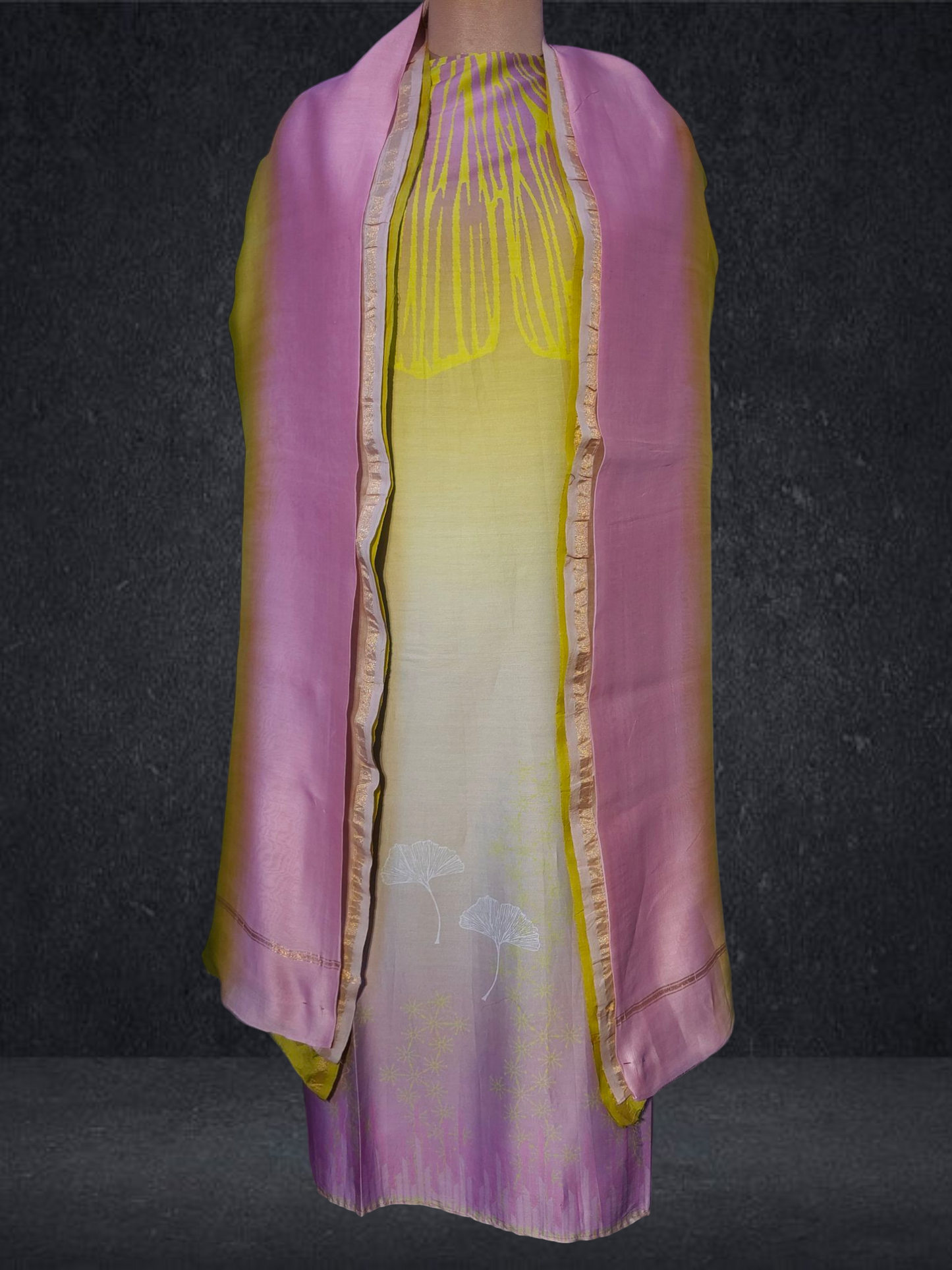 Semi Stitched Chanderi Casual Suitset