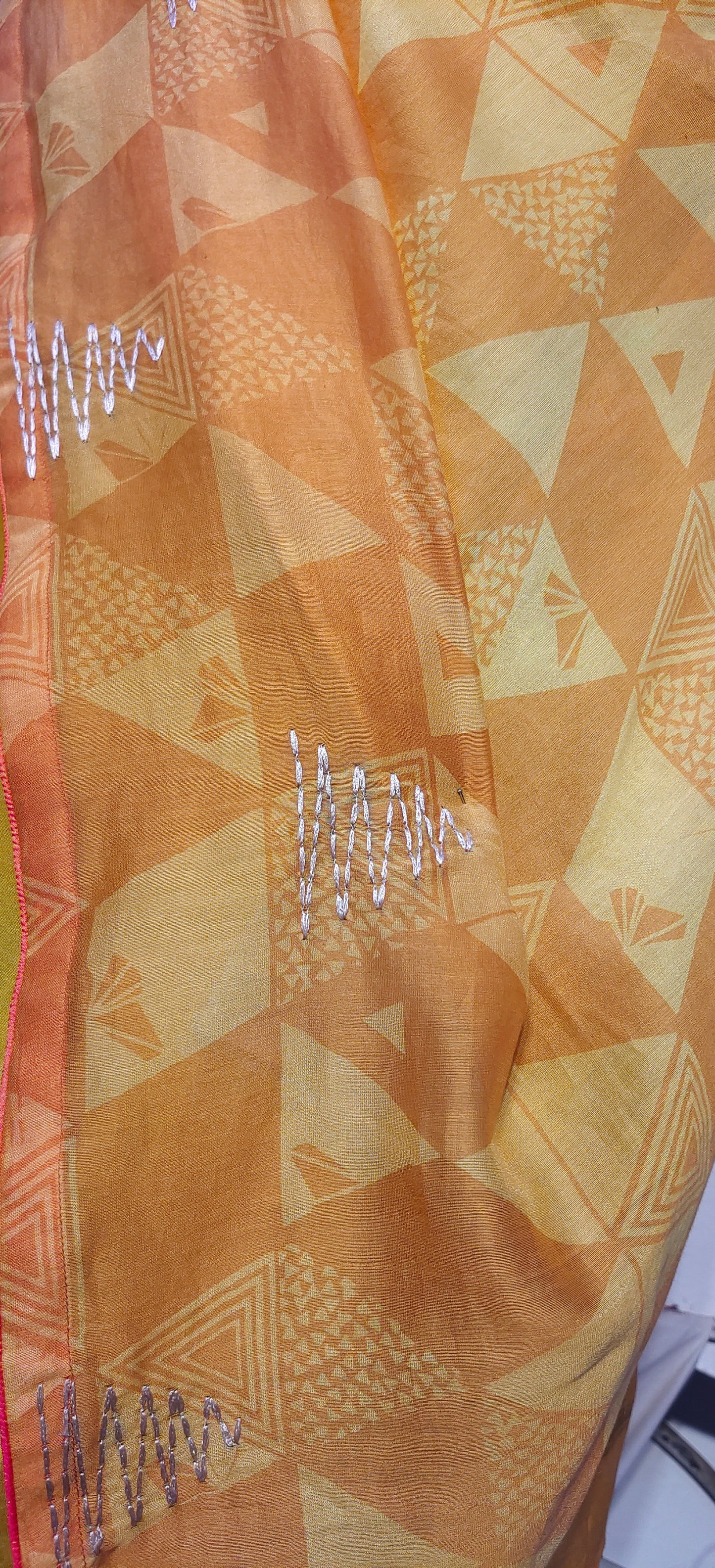 Semi Stitched Chanderi Casual Suitset