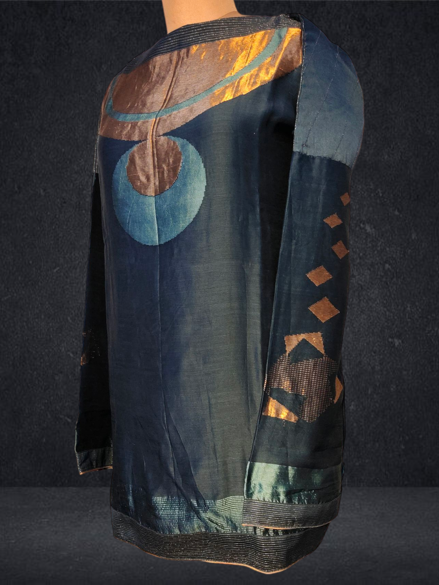 Semistitched Chanderi Zariwoven Short Tunic