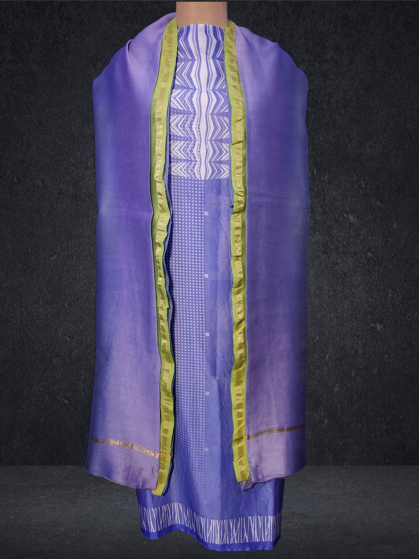 Semi Stitched Chanderi Casual Suitset