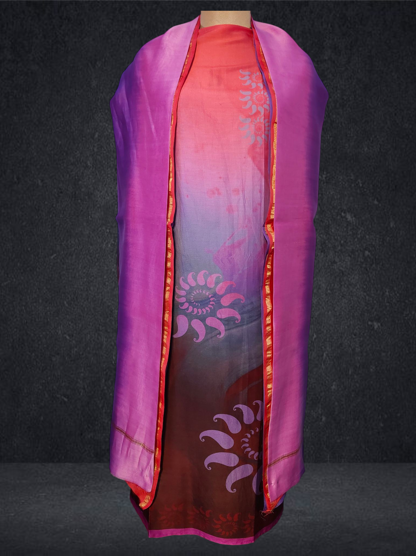 Semi Stitched Chanderi Casual Suitset