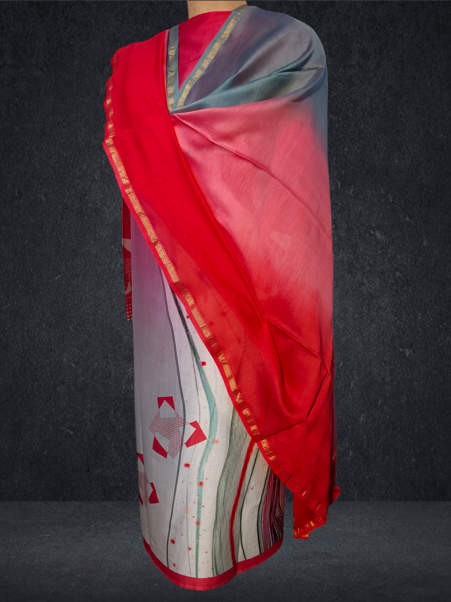 Semi Stitched Chanderi printed kurta VISHAL KAPUR