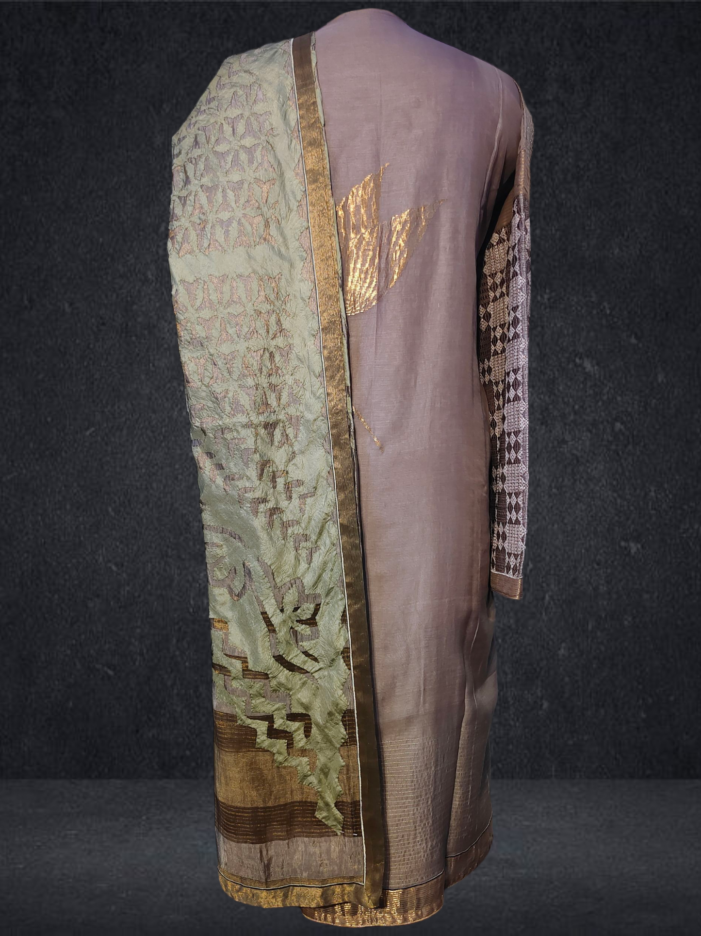 Semi Stitched Formal chanderi Suitset