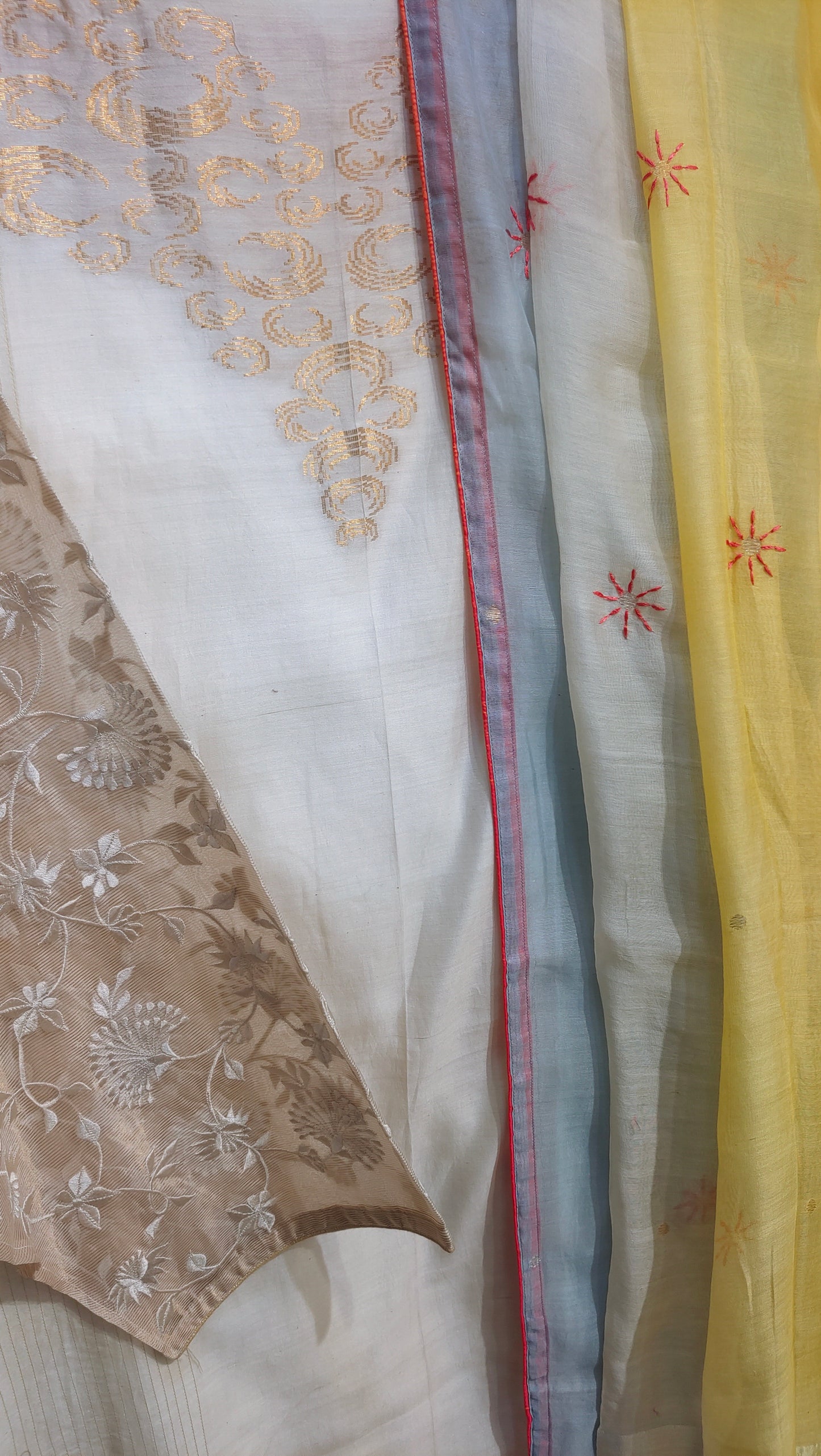 Semi Stitched Chanderi Formal Suitset