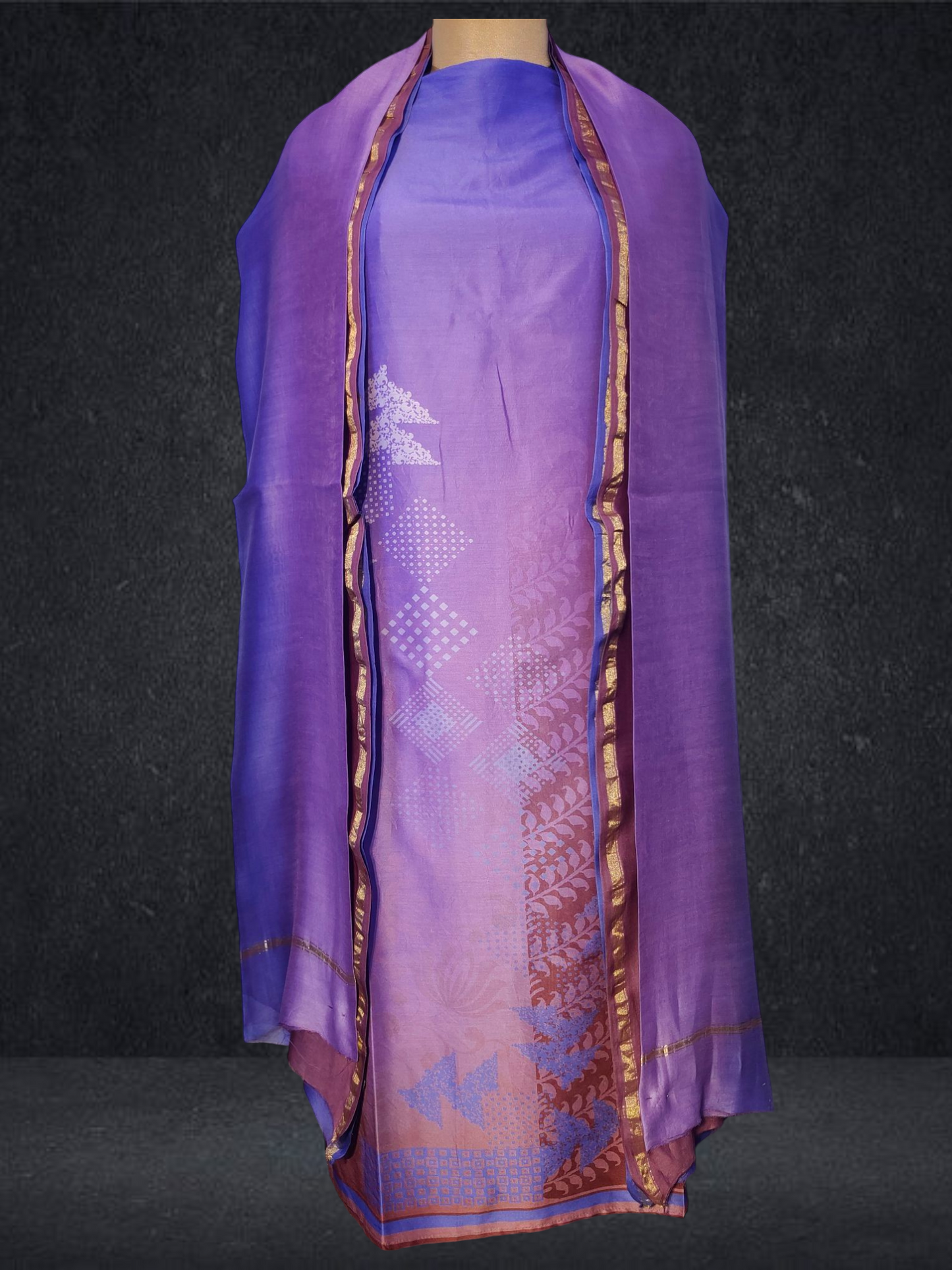 Semi Stitched Chanderi Casual Suitset