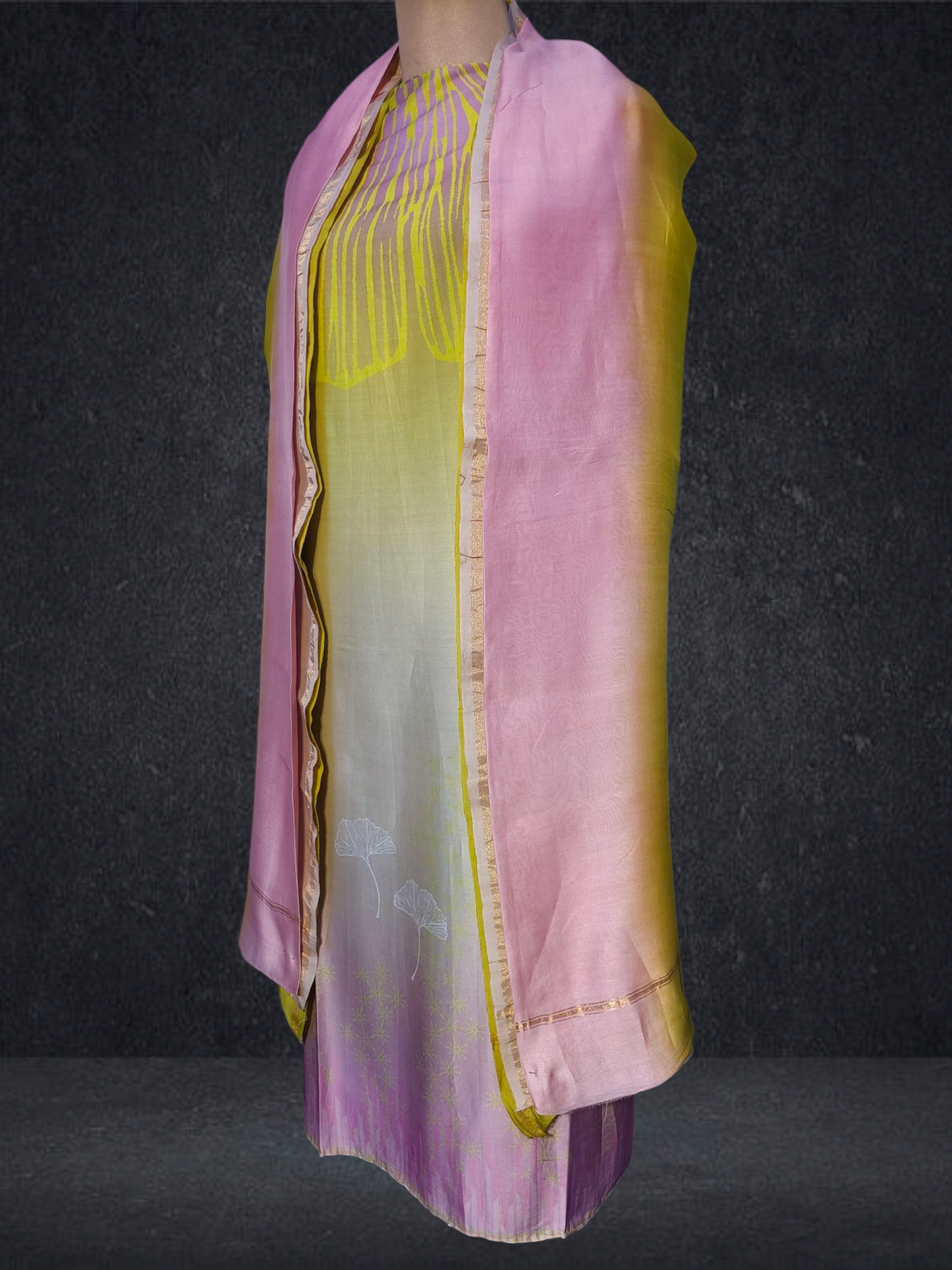 Semi Stitched Chanderi Casual Suitset