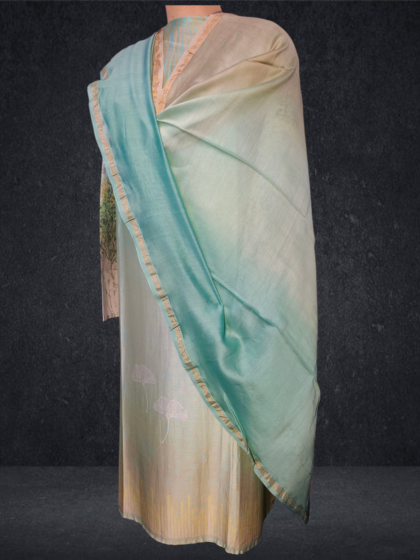 Semi Stitched Chanderi Casual Suitset