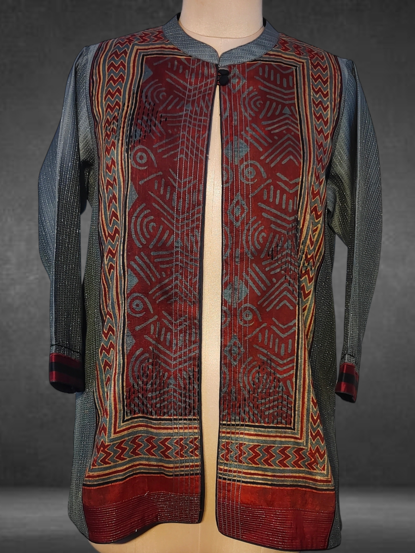 Formal Silk Ajrakh Short Jacket