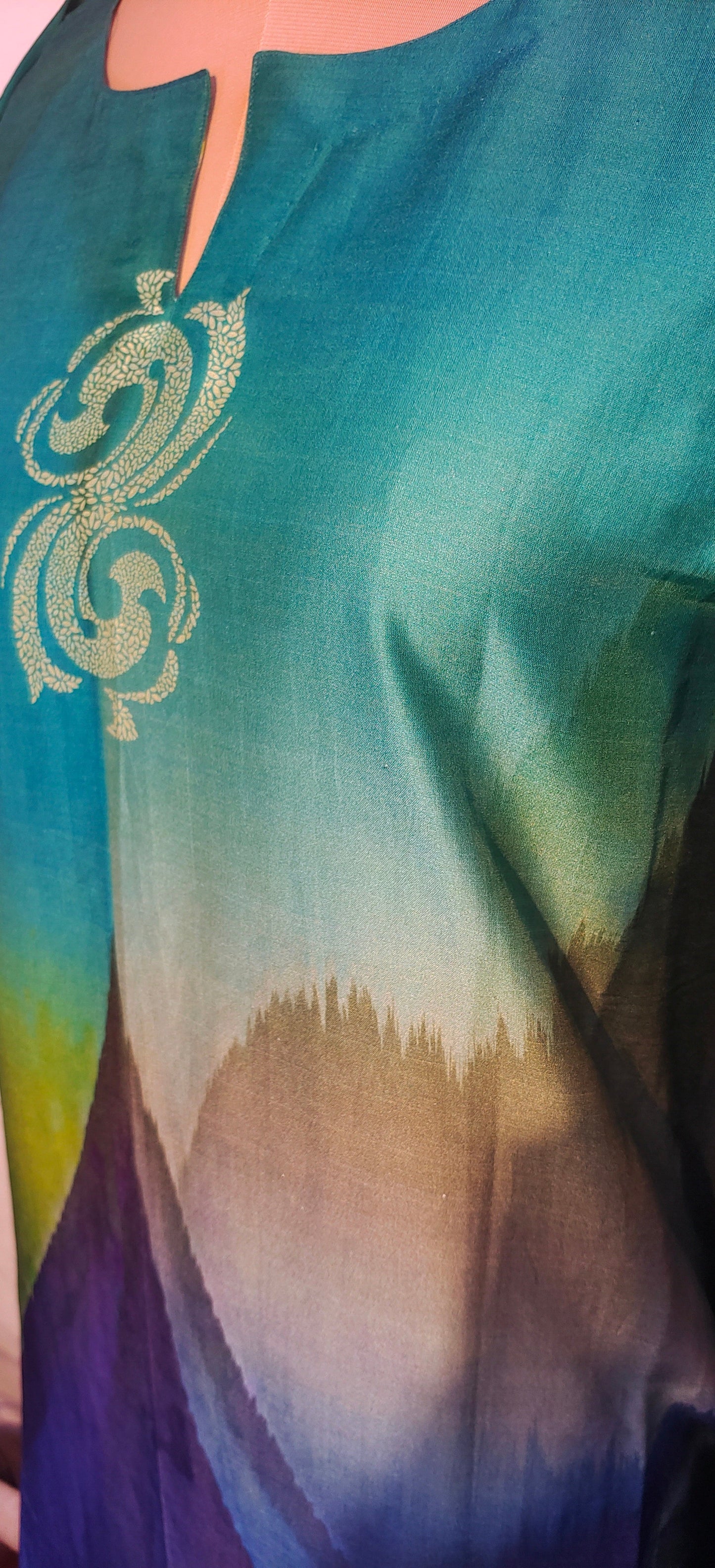 Stitched Chanderi Digital Printed Kaftan VISHAL KAPUR STUDIO