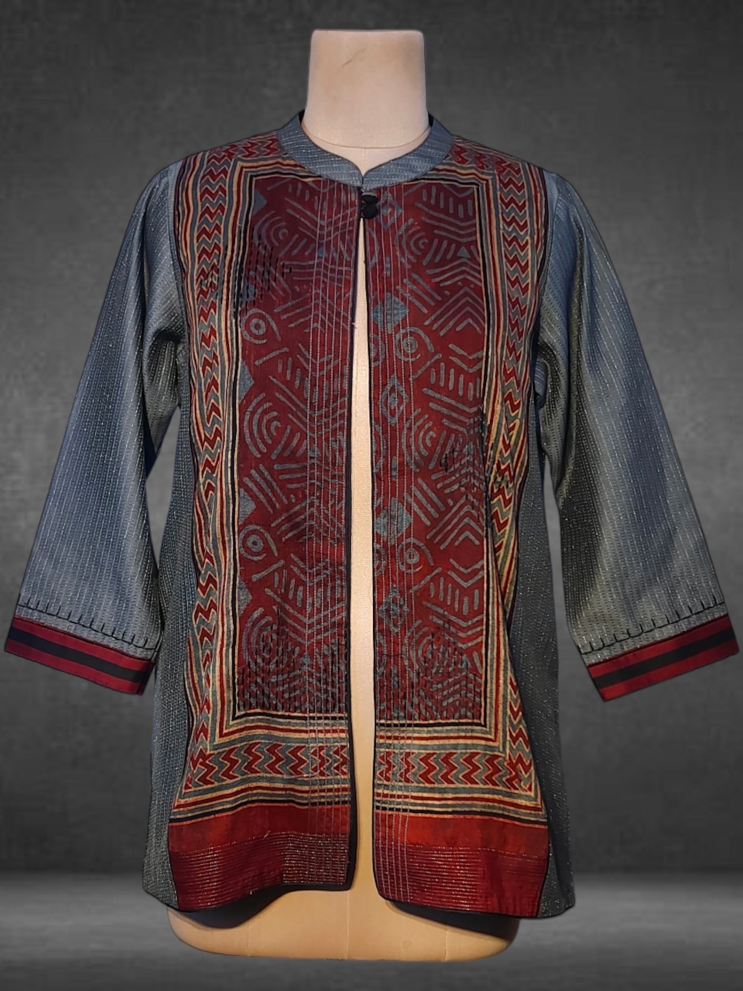 Formal Silk Ajrakh Short Jacket