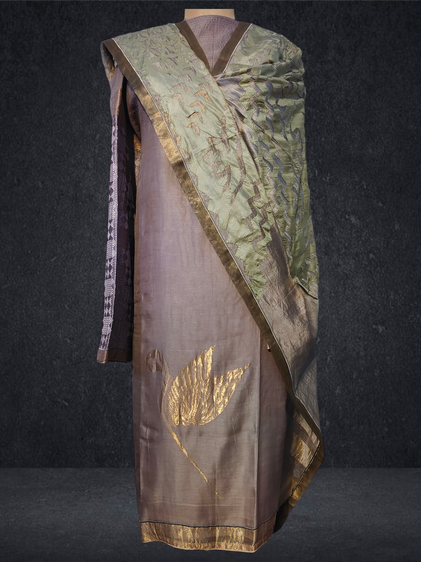 Semi Stitched Formal chanderi Suitset