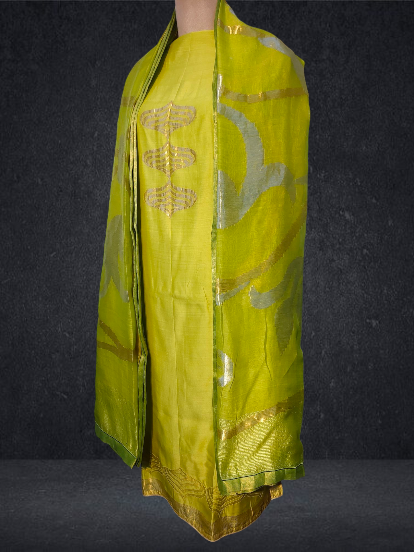 Semi Stitched Chanderi Formal Suitset