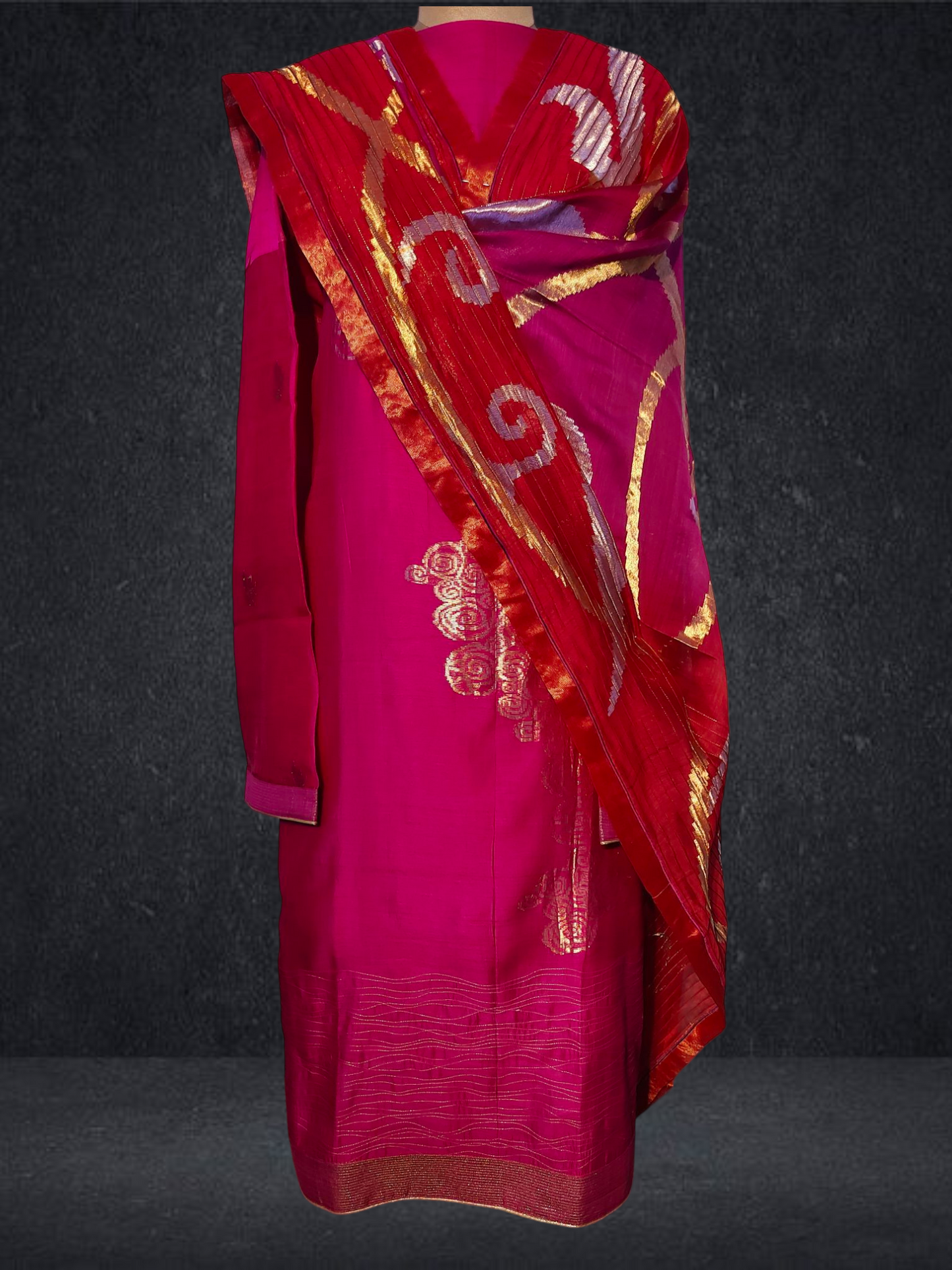 Semi Stitched Formal chanderi Suitset