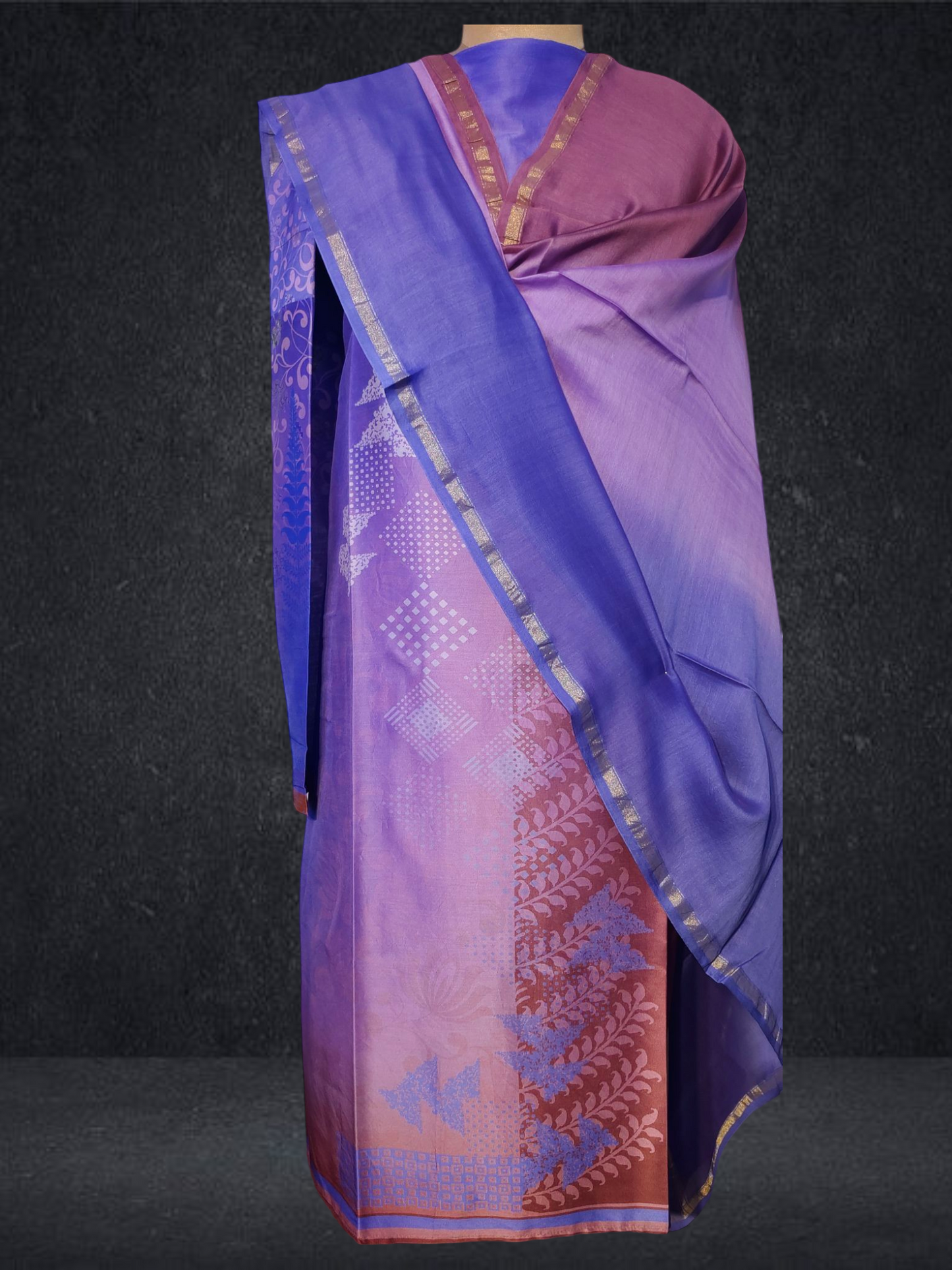 Semi Stitched Chanderi Casual Suitset