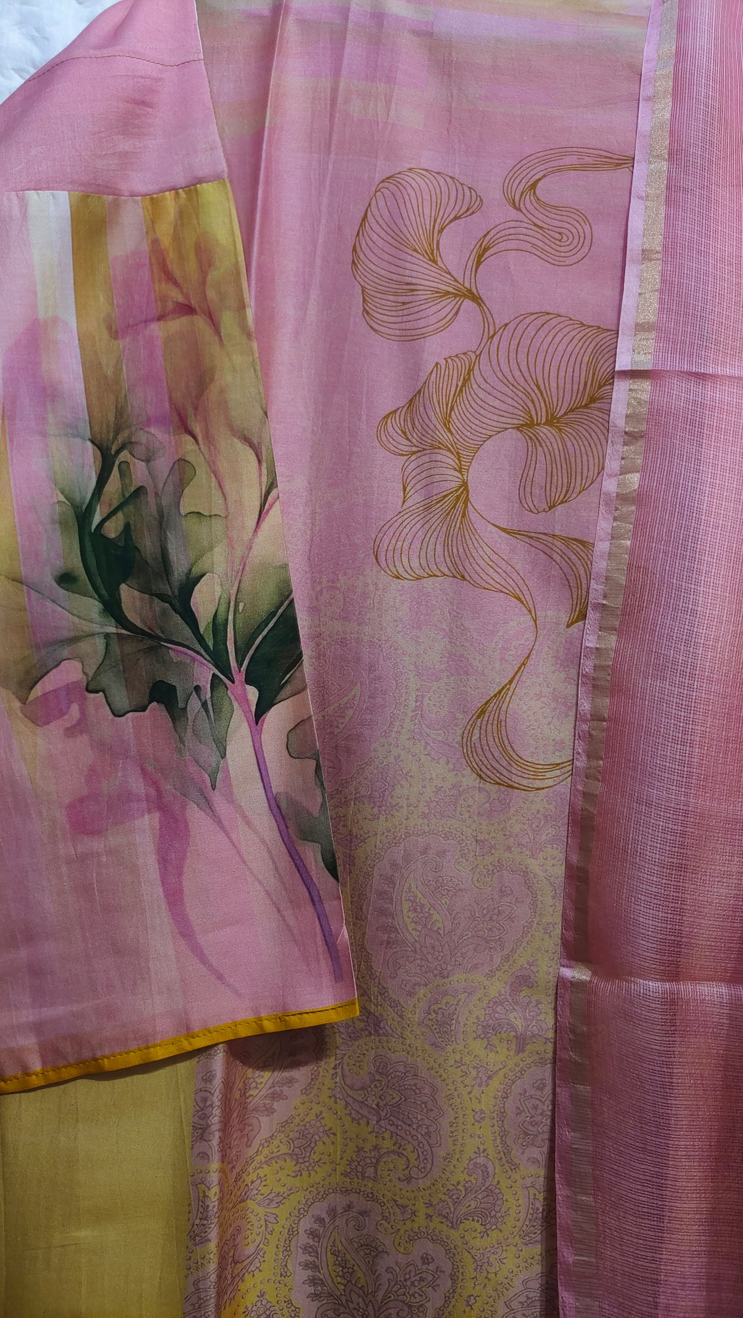 Semi Stitched Chanderi Casual suitset