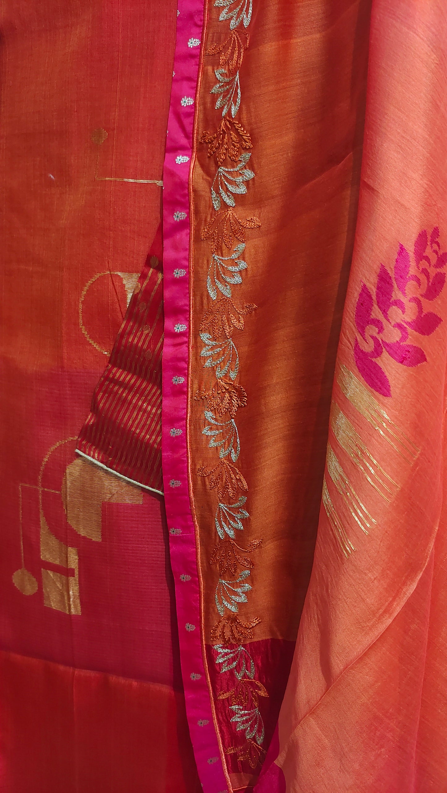 Semi Stitched Chanderi Formal Suitset