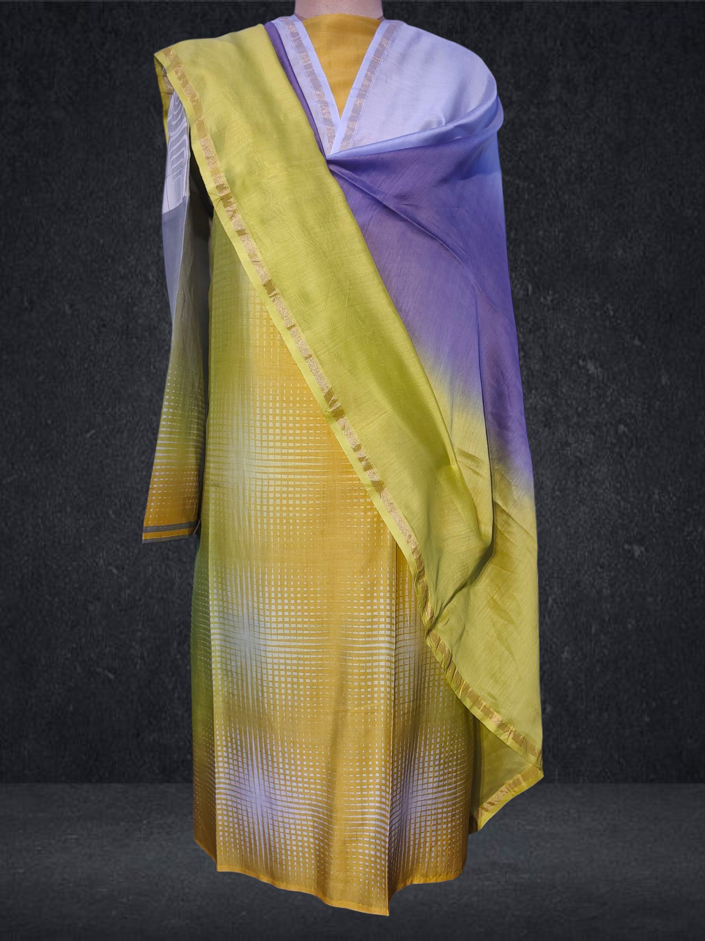 Semi Stitched Chanderi Casual Suitset