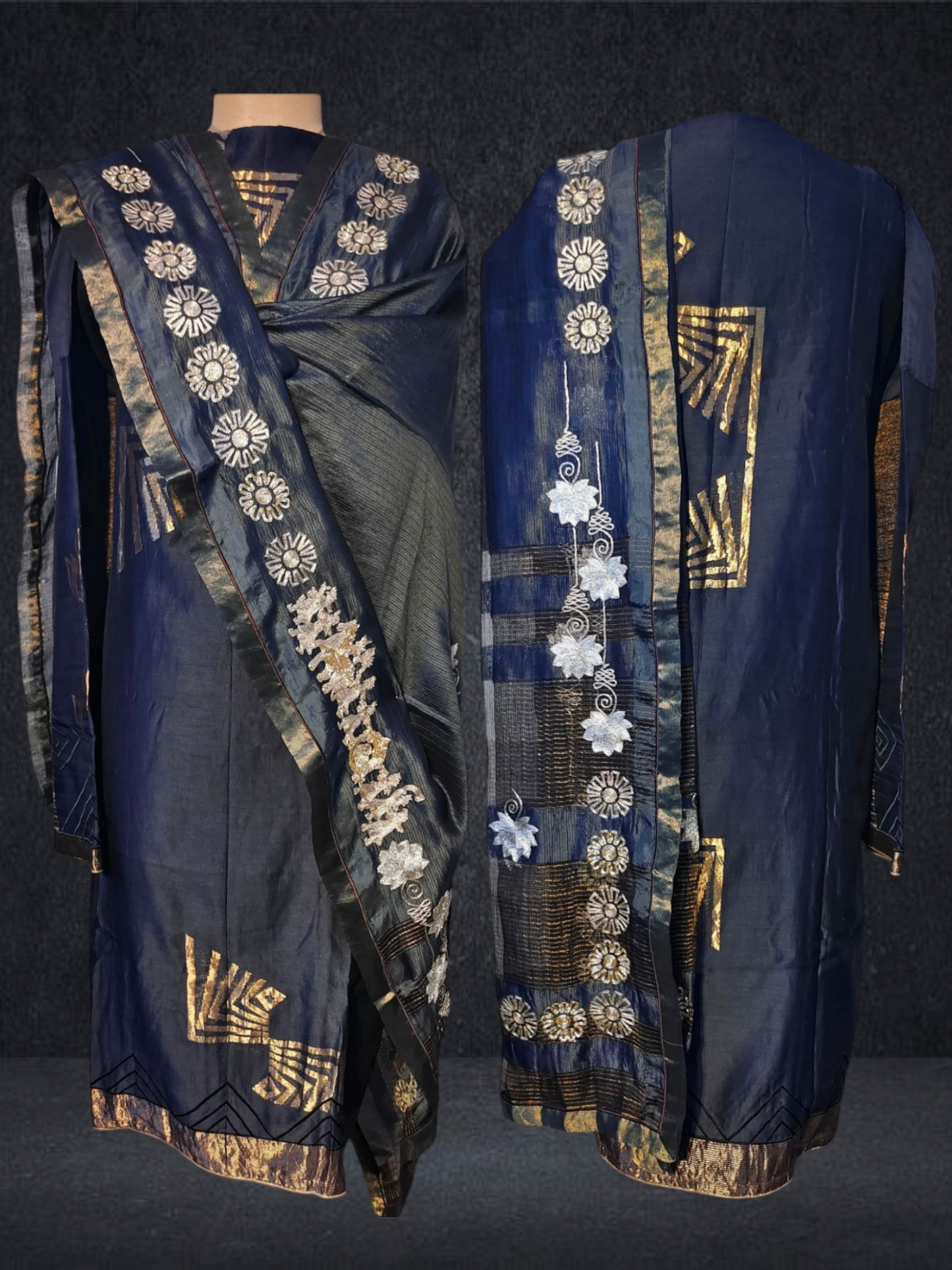 Semi Stitched Chanderi formal Suitset