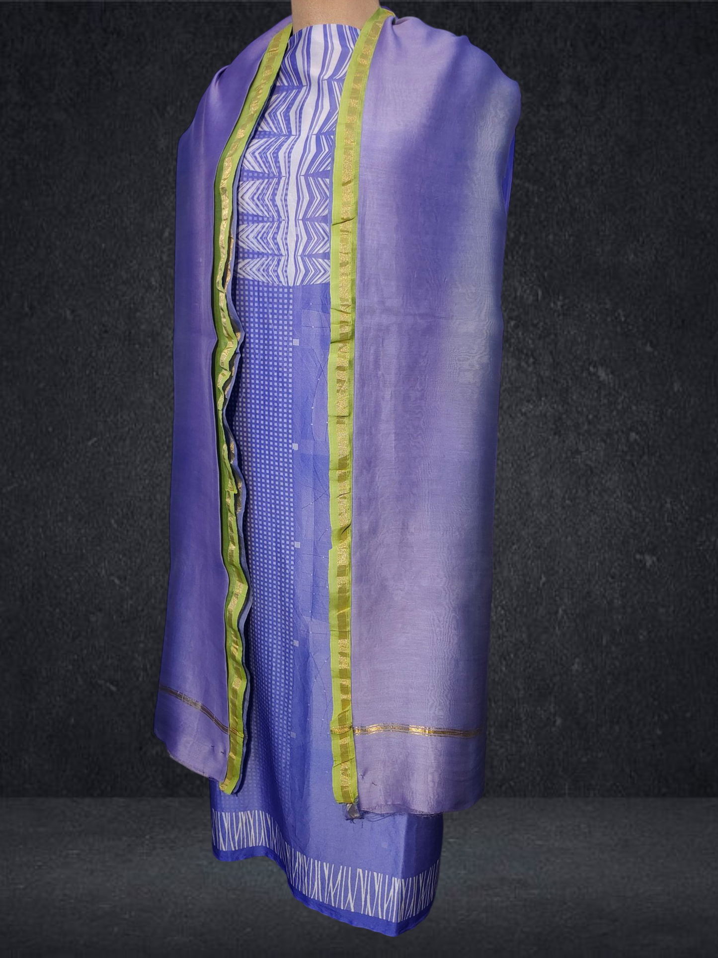 Semi Stitched Chanderi Casual Suitset