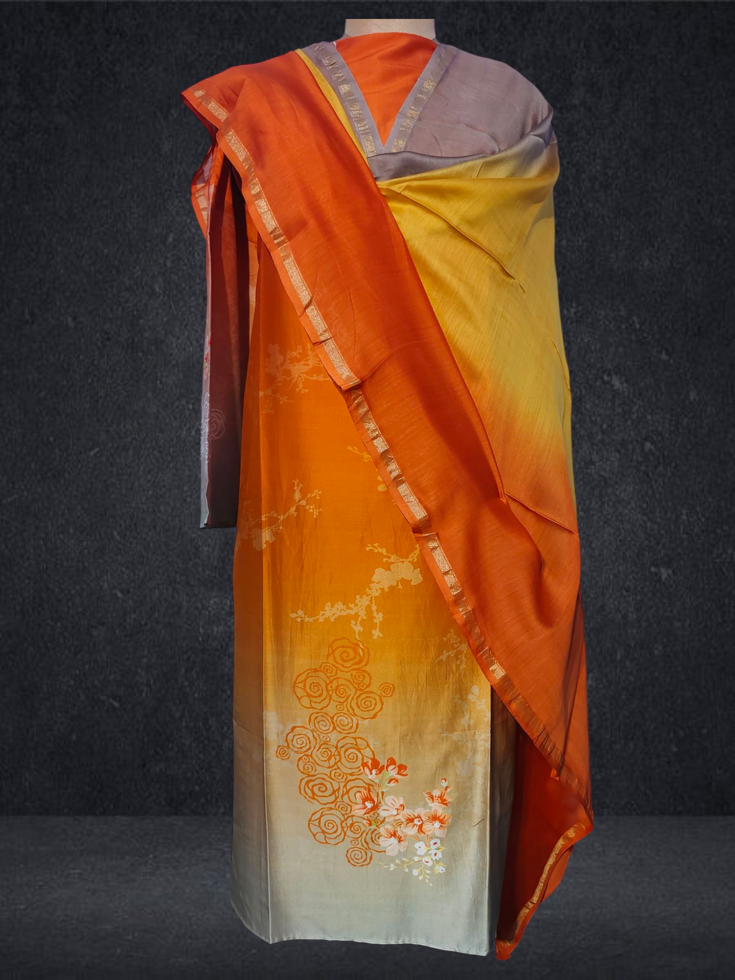 Semi Stitched Chanderi Casual Suitset