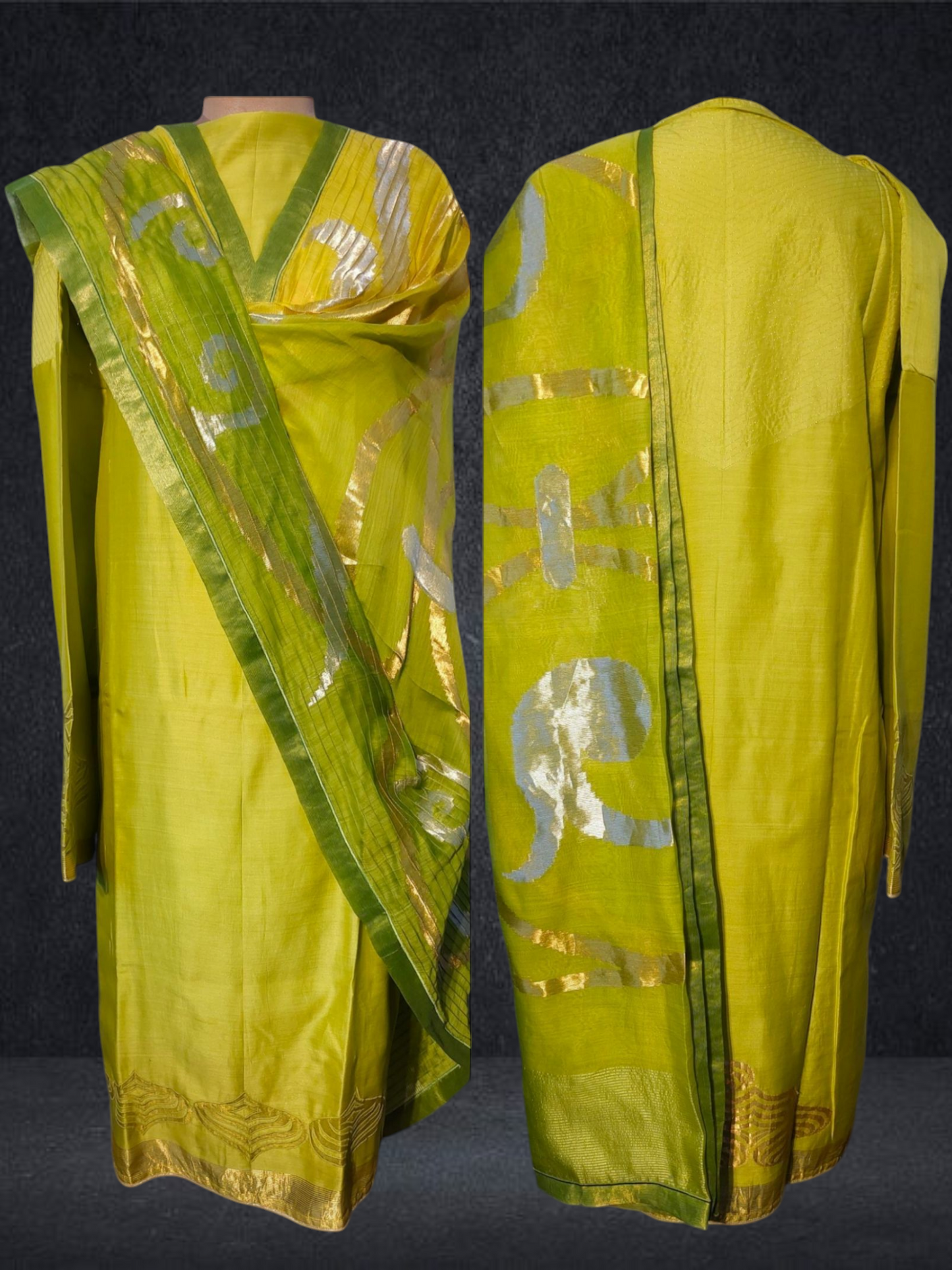 Semi Stitched Chanderi Formal Suitset